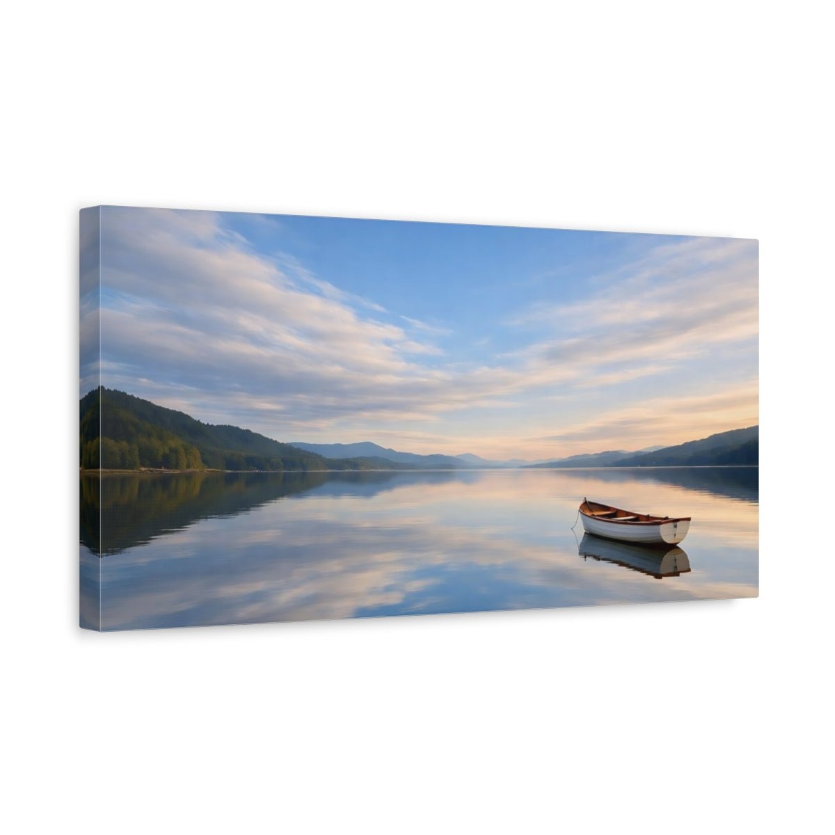 Nature Rowboat Blue Lake Boat - Canvas Wall Art Print - YesArtYes