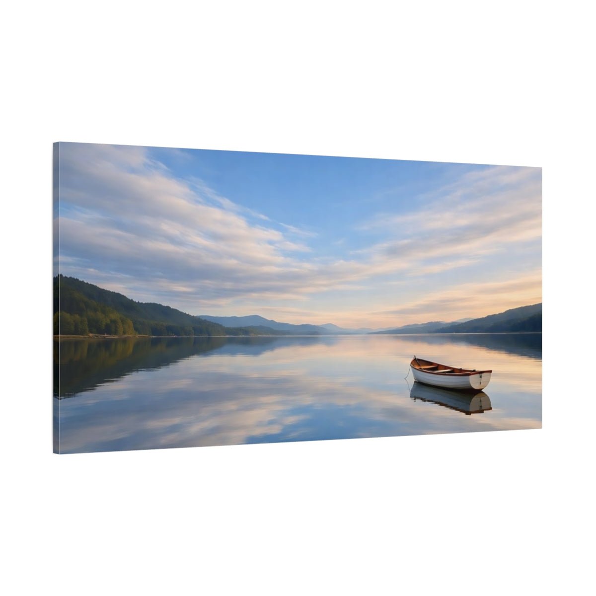 Nature Rowboat Blue Lake Boat - Canvas Wall Art Print - YesArtYes
