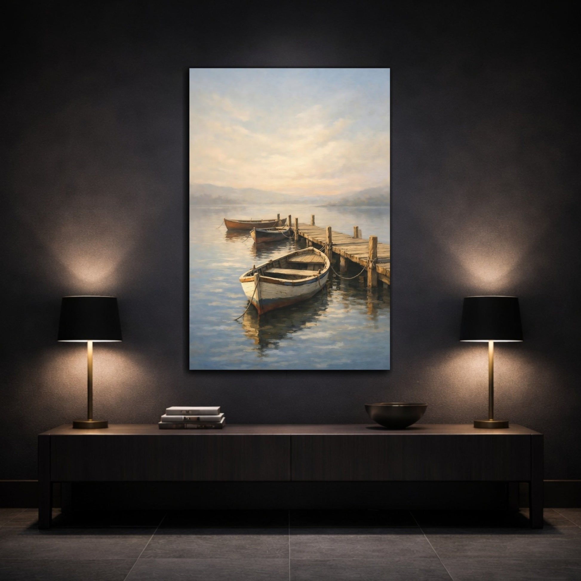 Nature Rowboats Boats On - Canvas Wall Art Print - YesArtYes