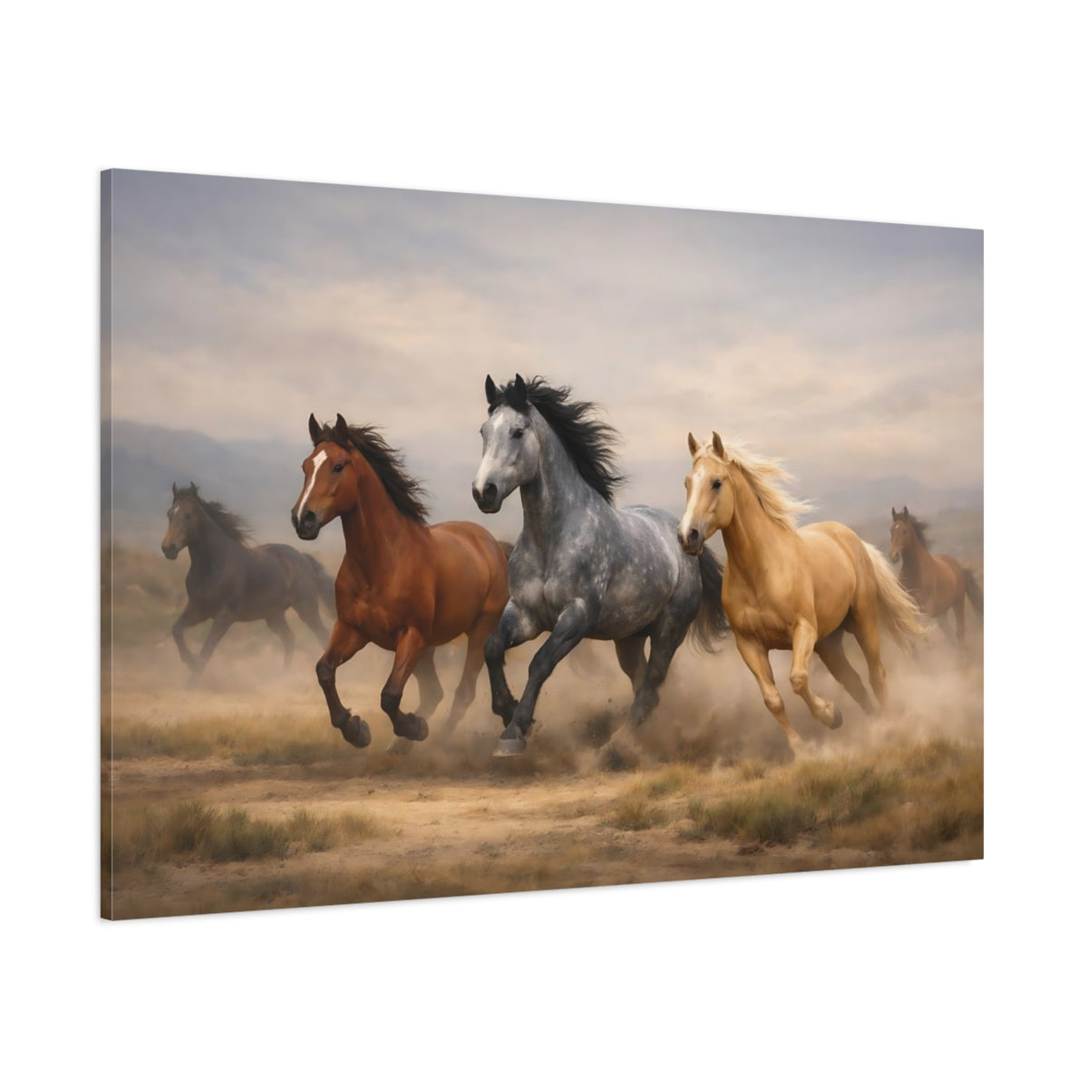 Nature Running Horses shown as stretched canvas wall art