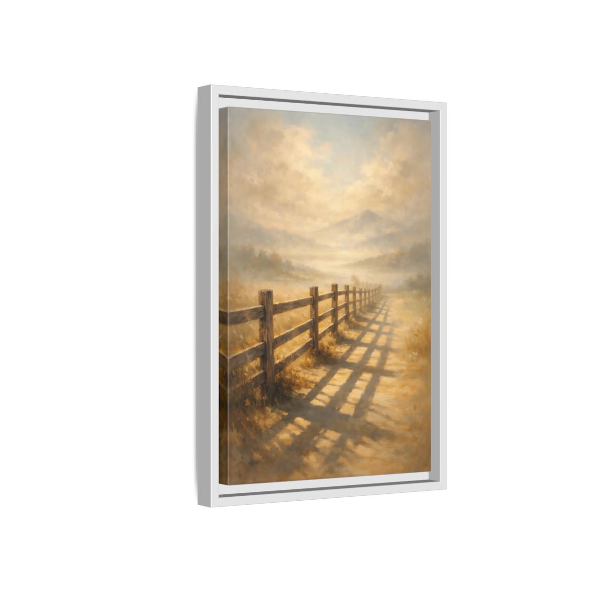 Side Mockup 4. Nature Rural Fence Golden Landscape shown as stretched canvas wall art