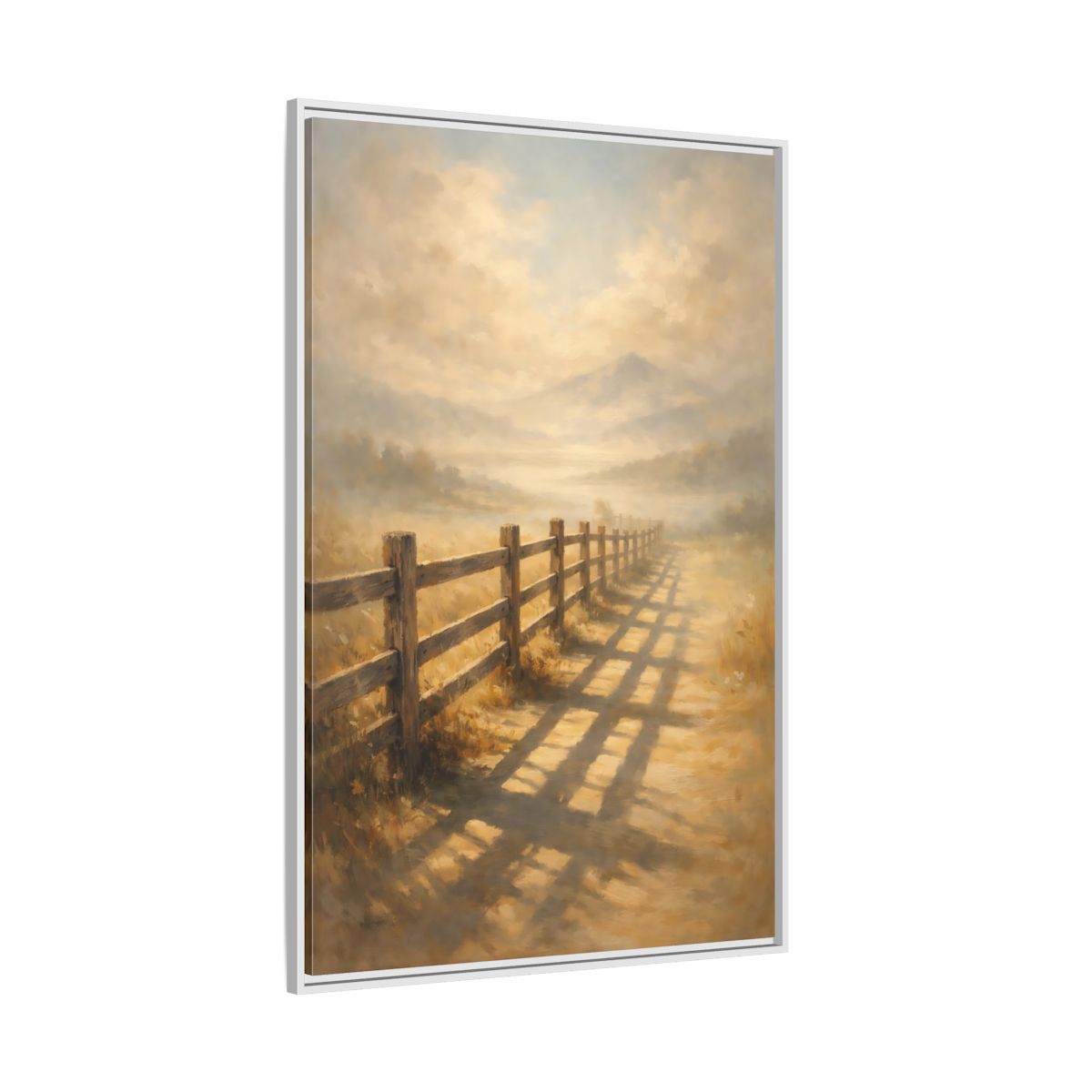 Side Mockup 7. Nature Rural Fence Golden Landscape shown as stretched canvas wall art
