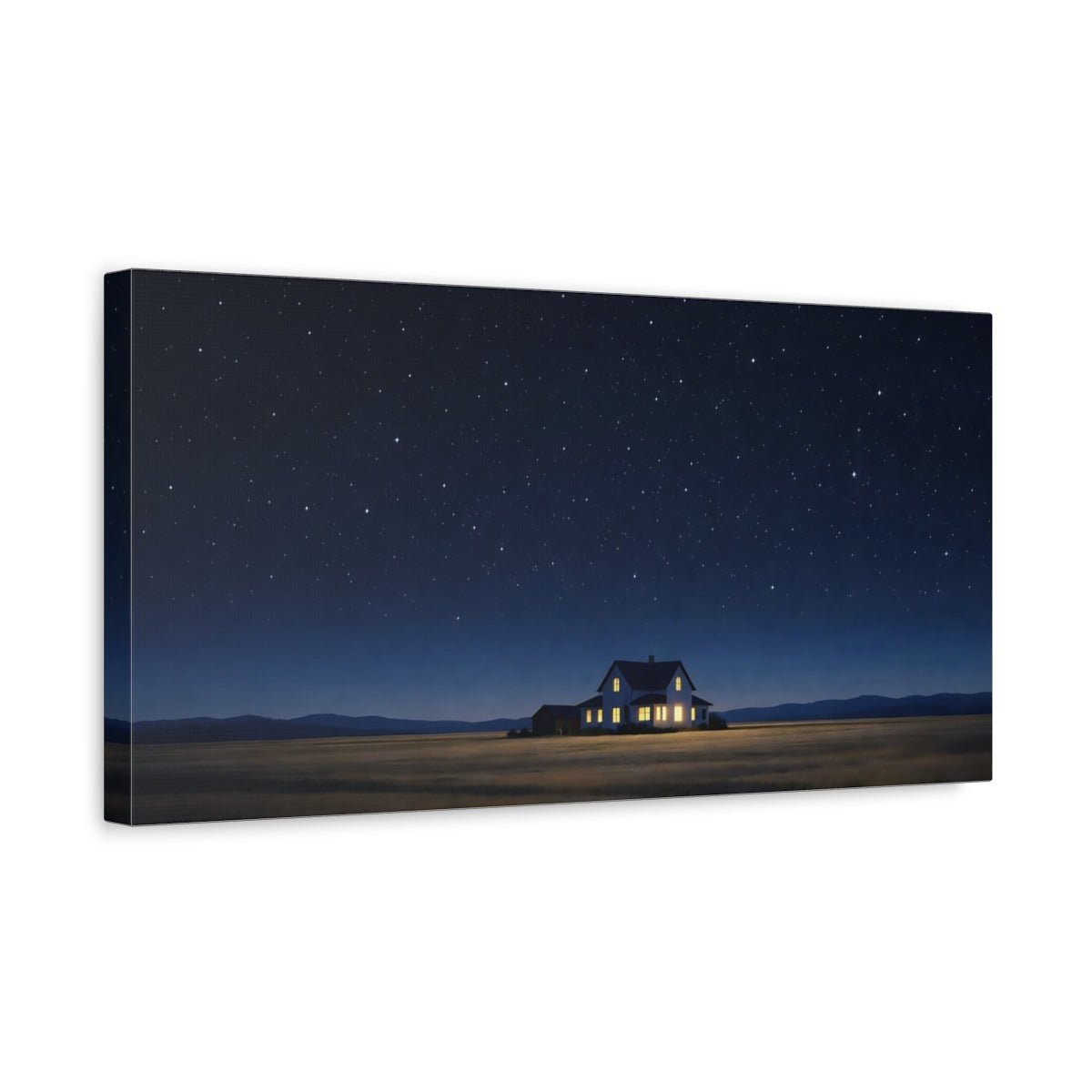 Nature Rural House Night Sky - Canvas Wall Art Print - YesArtYes