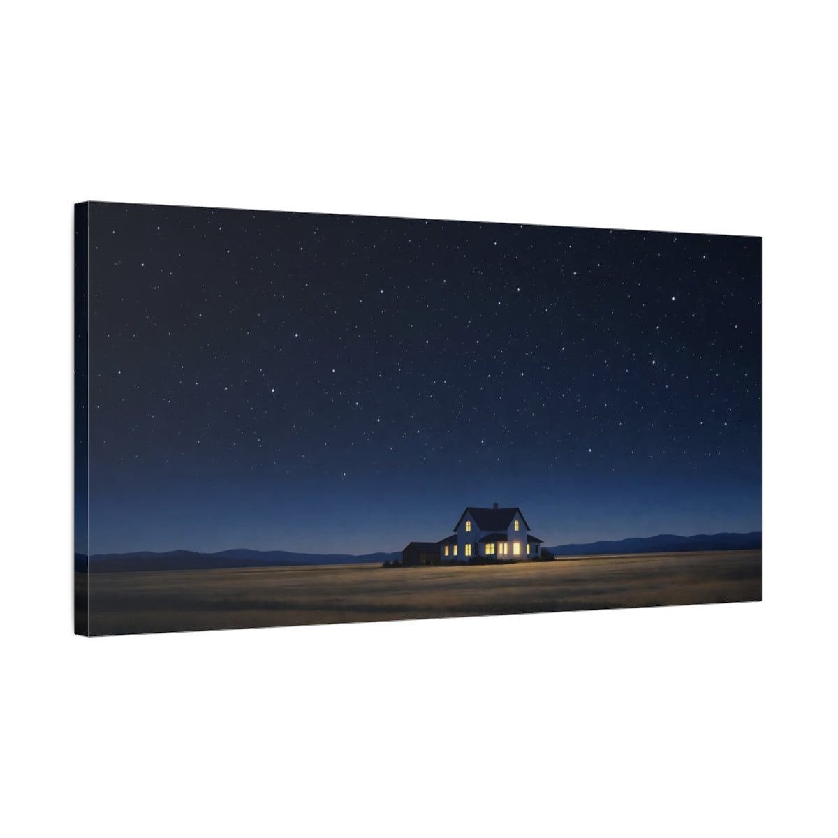 Nature Rural House Night Sky - Canvas Wall Art Print - YesArtYes