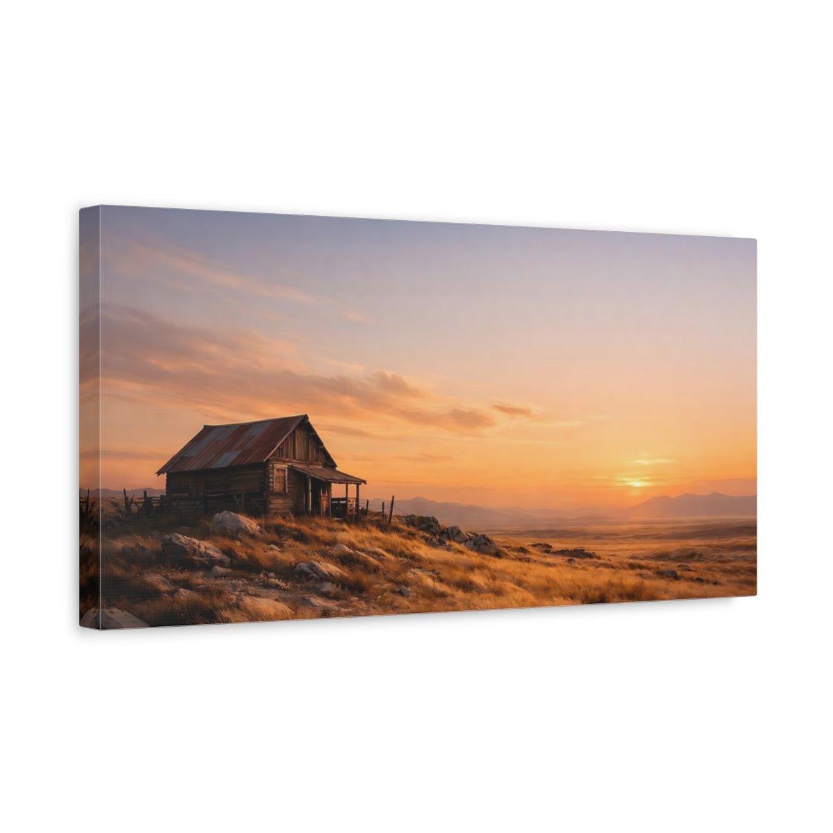 Nature Rustic Cabin Orange And Brown - Canvas Wall Art Print - YesArtYes