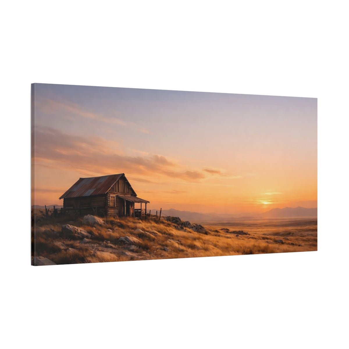 Nature Rustic Cabin Orange And Brown - Canvas Wall Art Print - YesArtYes