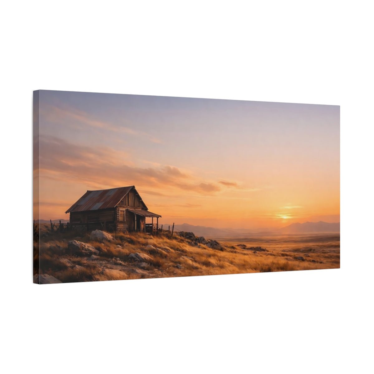 Nature Rustic Cabin Orange And Brown - Canvas Wall Art Print - YesArtYes