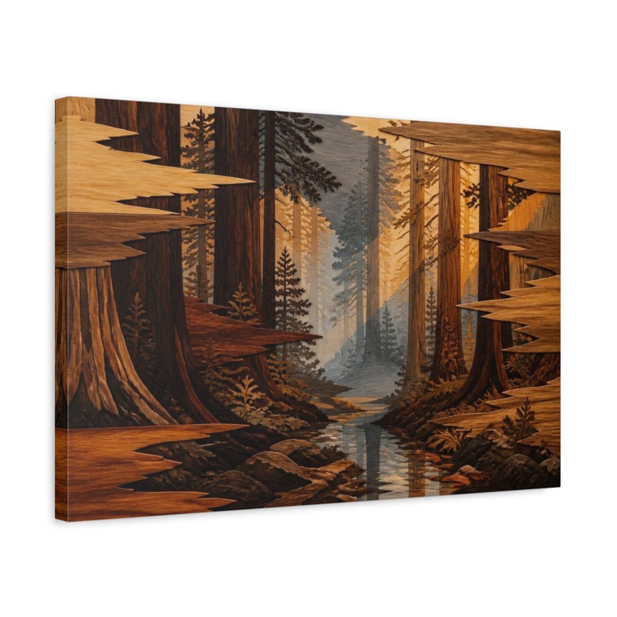 Side Mockup 3. Nature's Redwood Grove shown as canvas print