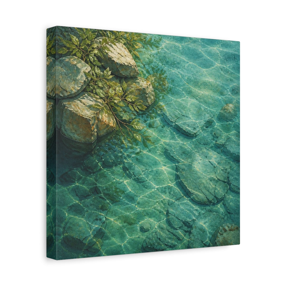 Side Mockup 8. Nature's River Rocks shown as canvas print