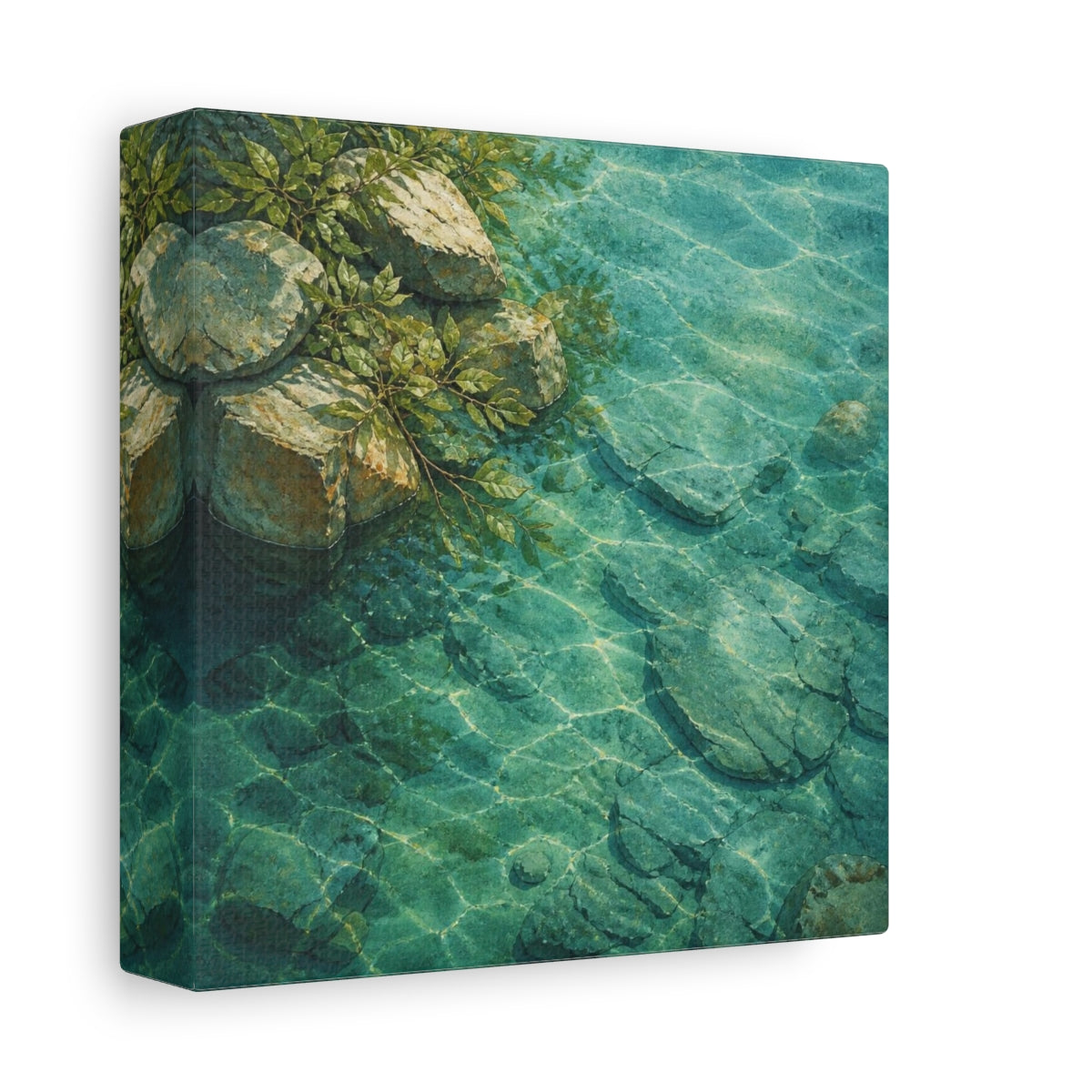 Side Mockup 2. Nature's River Rocks shown as canvas print