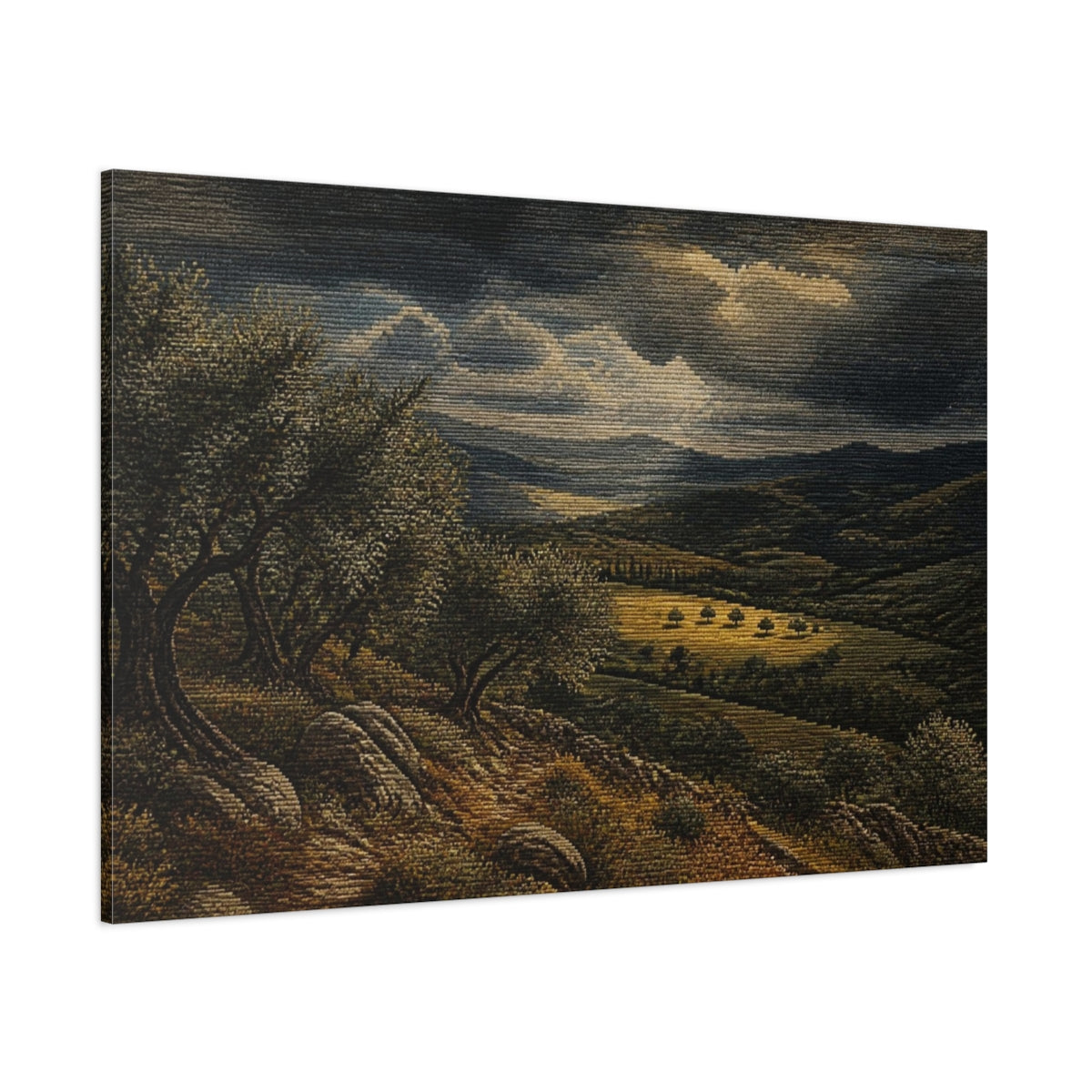 Side Mockup 1. Nature's Rolling Hills shown as canvas print