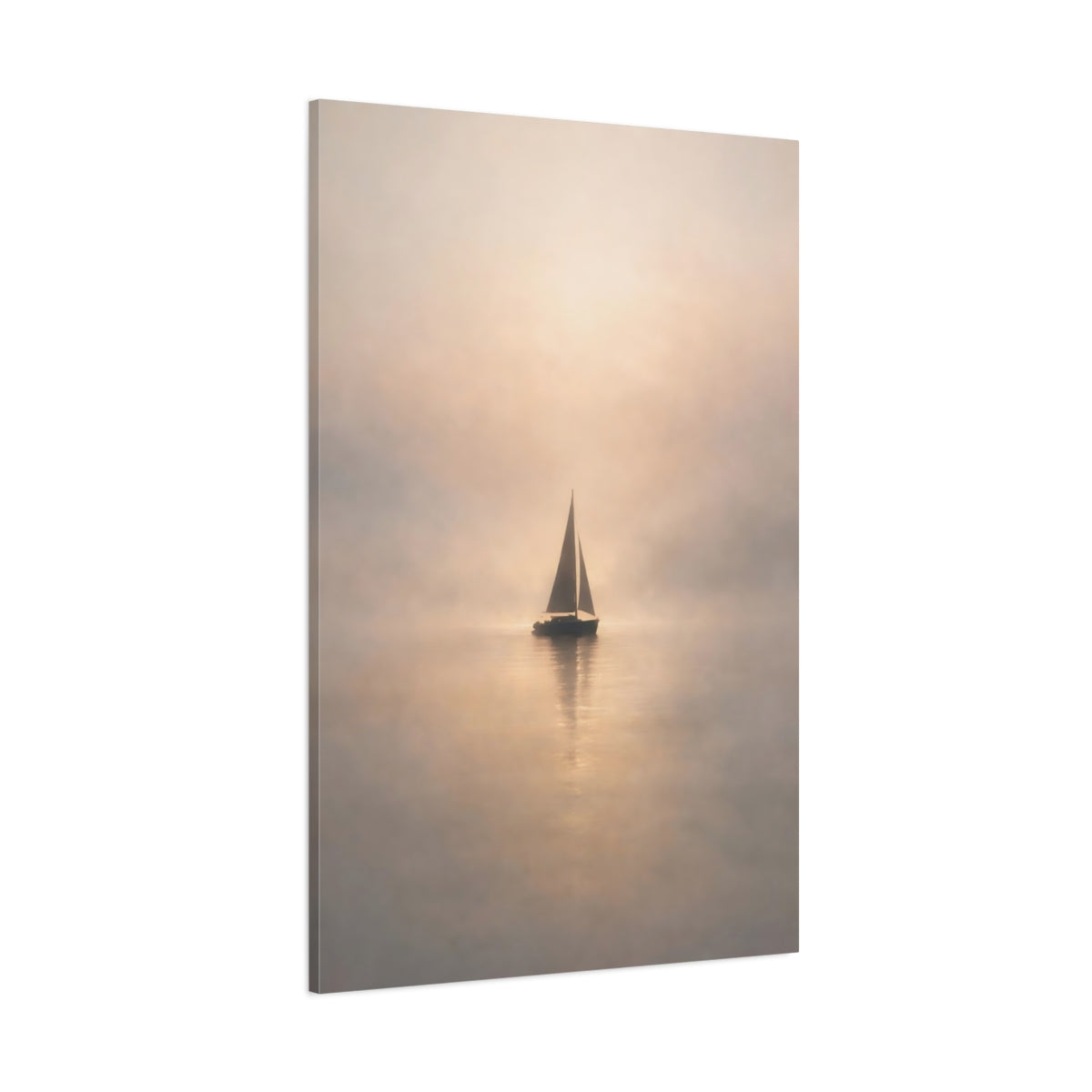 Main Mockup. Nature Sailboat Sailboat Mist shown as stretched canvas wall art