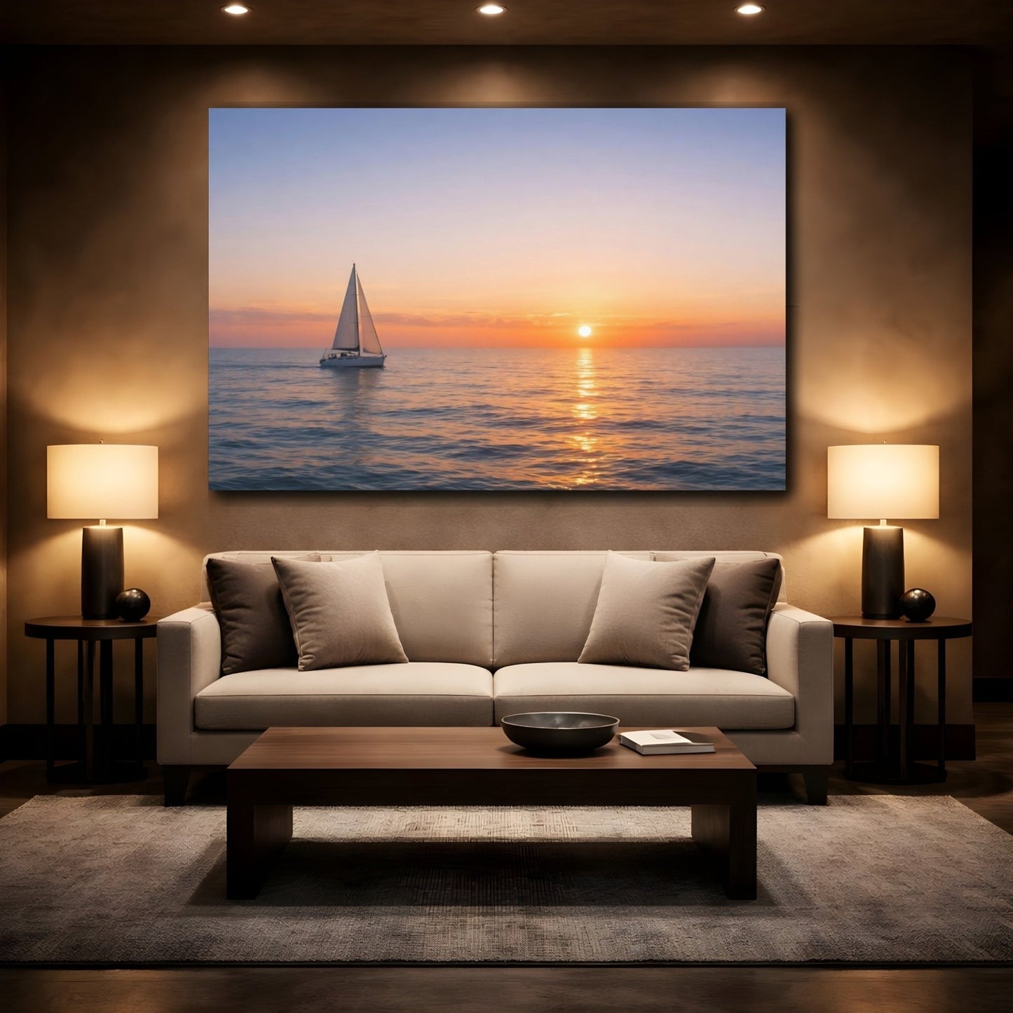 Nature Sailboat Sunset - Canvas Wall Art Print - YesArtYes