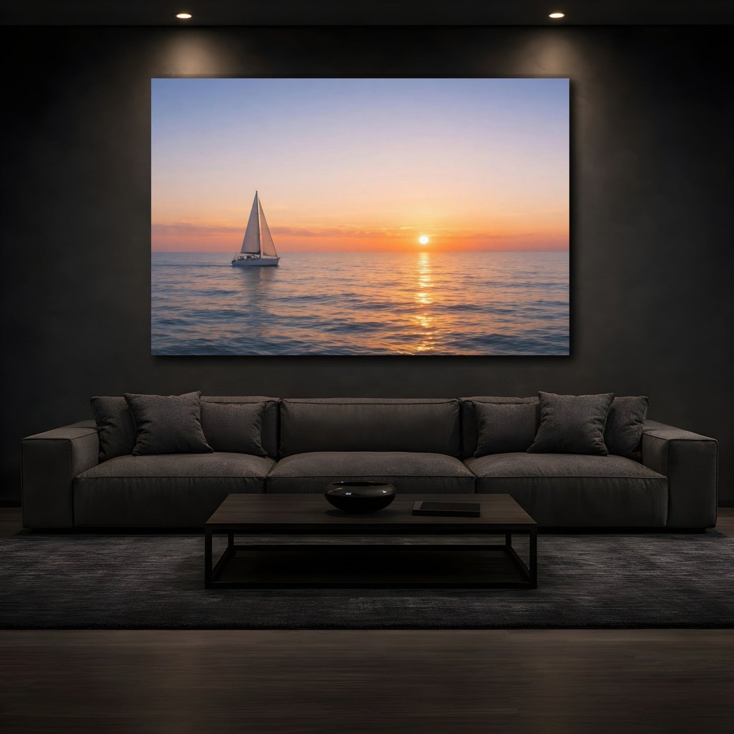 Nature Sailboat Sunset - Canvas Wall Art Print - YesArtYes