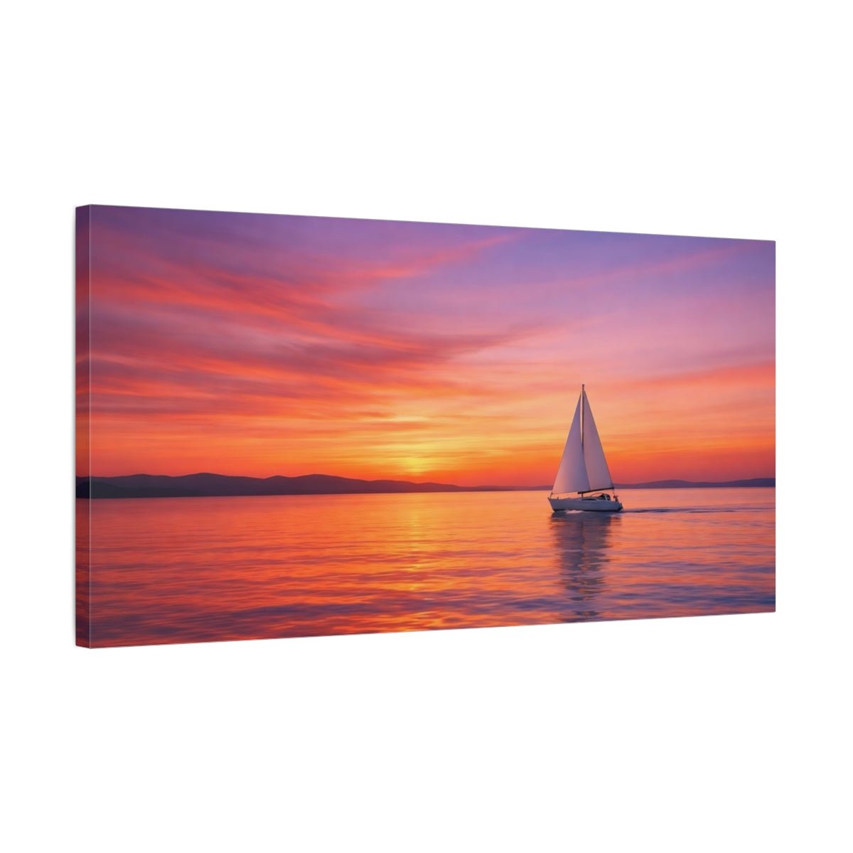Nature Sailboat Sunset - Canvas Wall Art Print - YesArtYes