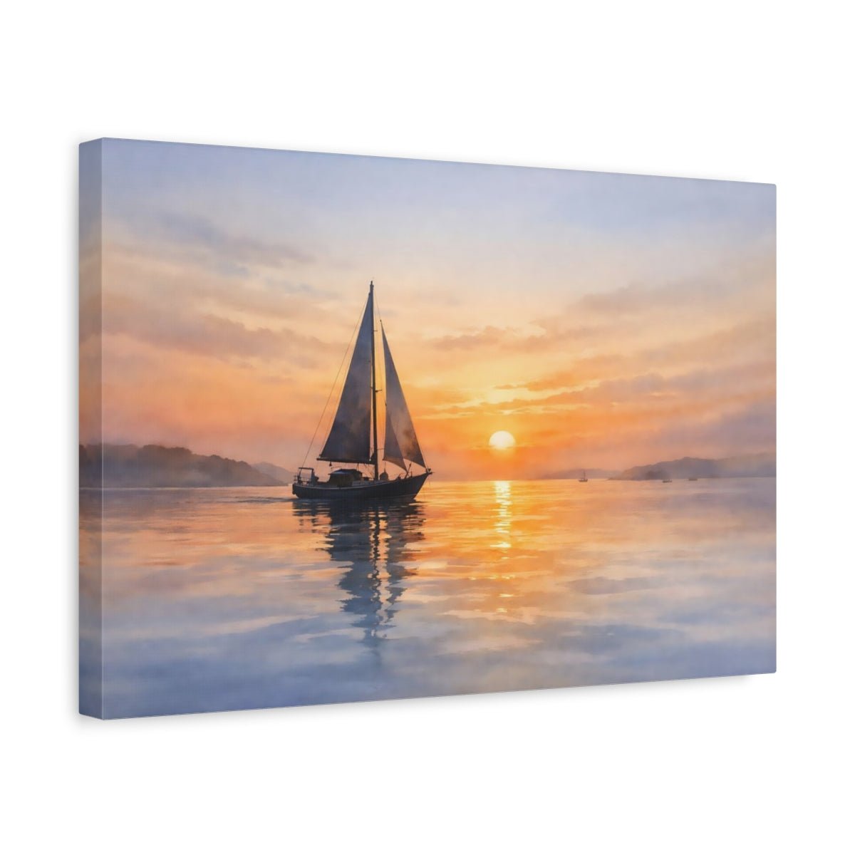 Nature Sailboat Sunset - Canvas Wall Art Print - YesArtYes