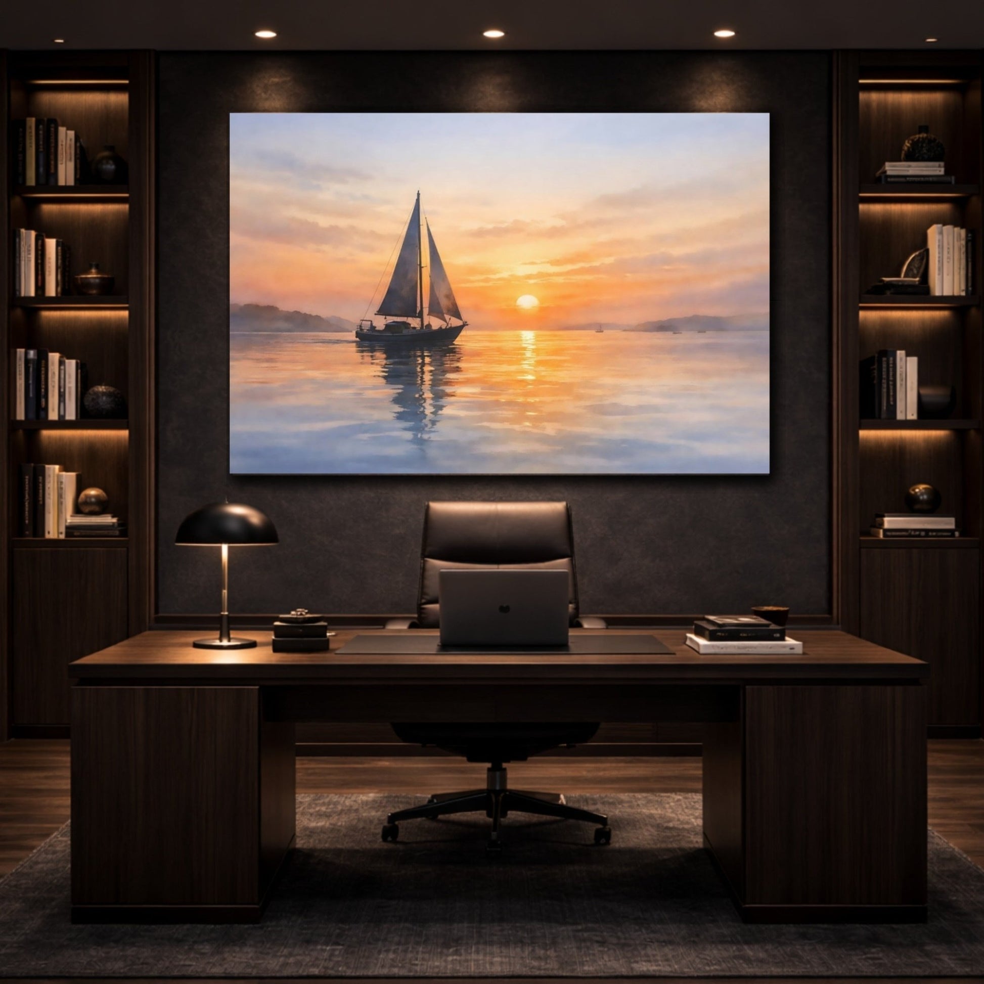 Nature Sailboat Sunset - Canvas Wall Art Print - YesArtYes