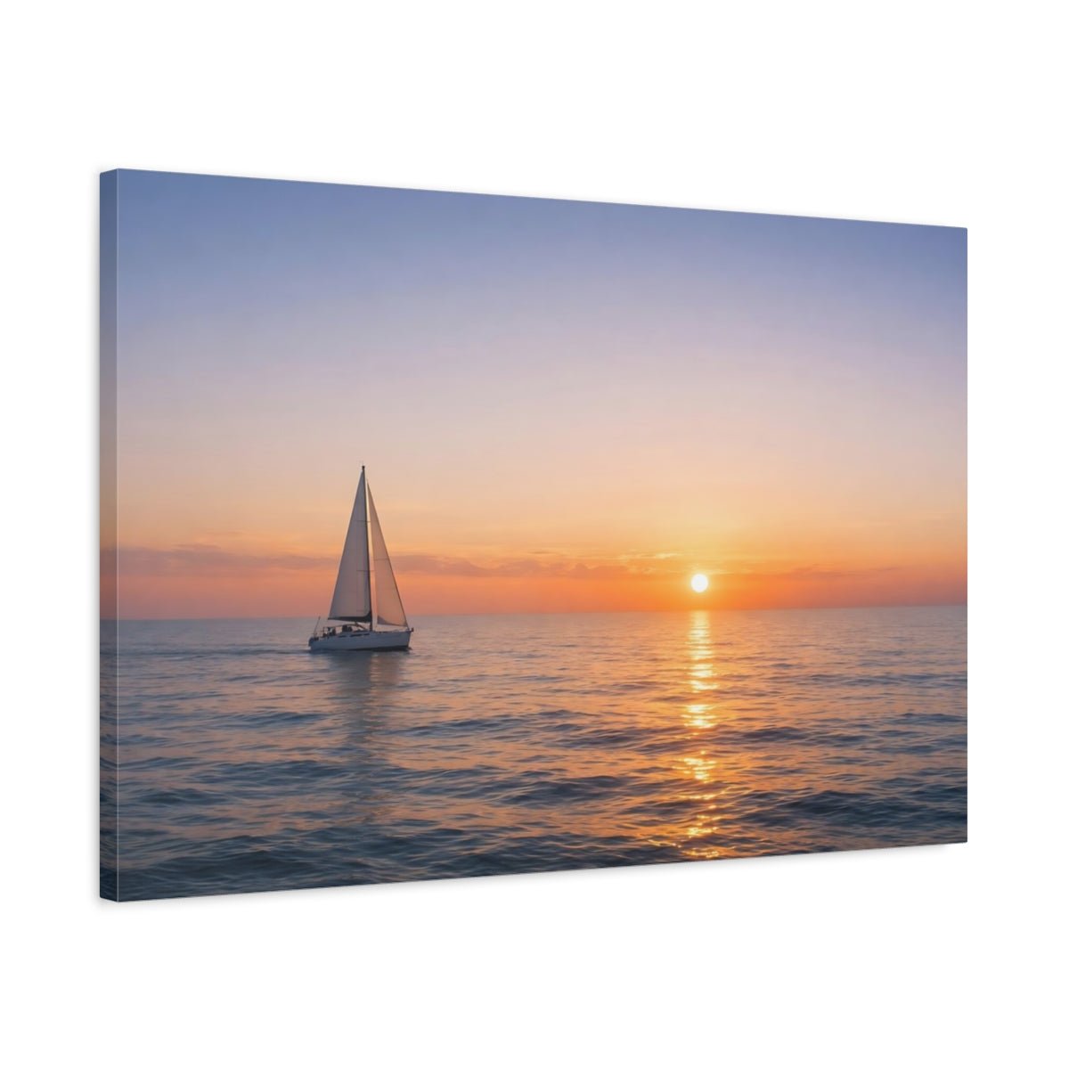 Nature Sailboat Sunset - Canvas Wall Art Print - YesArtYes