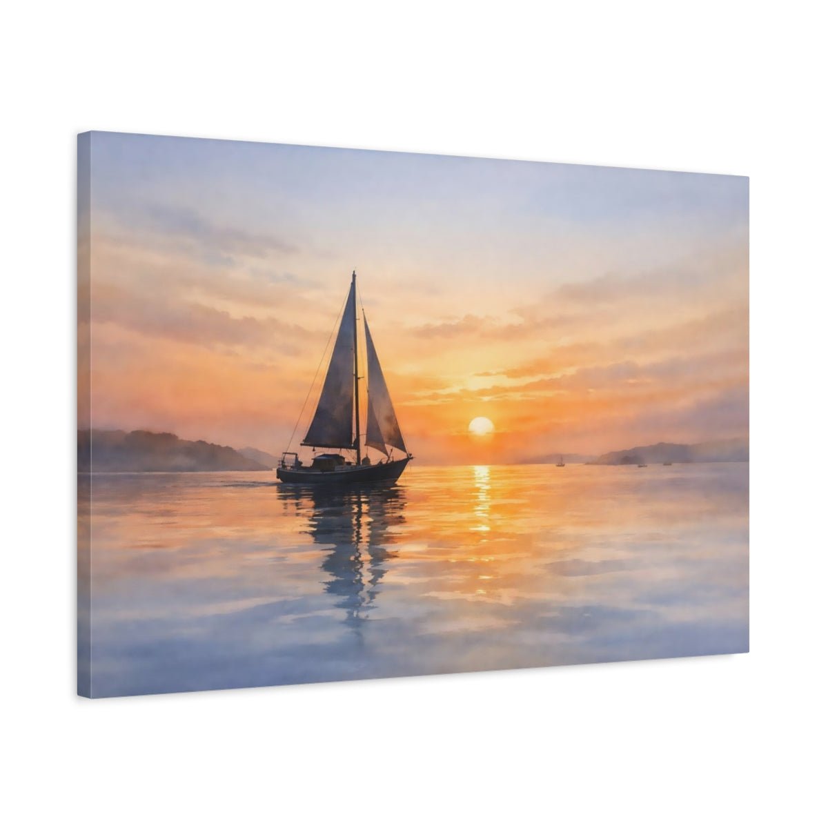 Nature Sailboat Sunset - Canvas Wall Art Print - YesArtYes