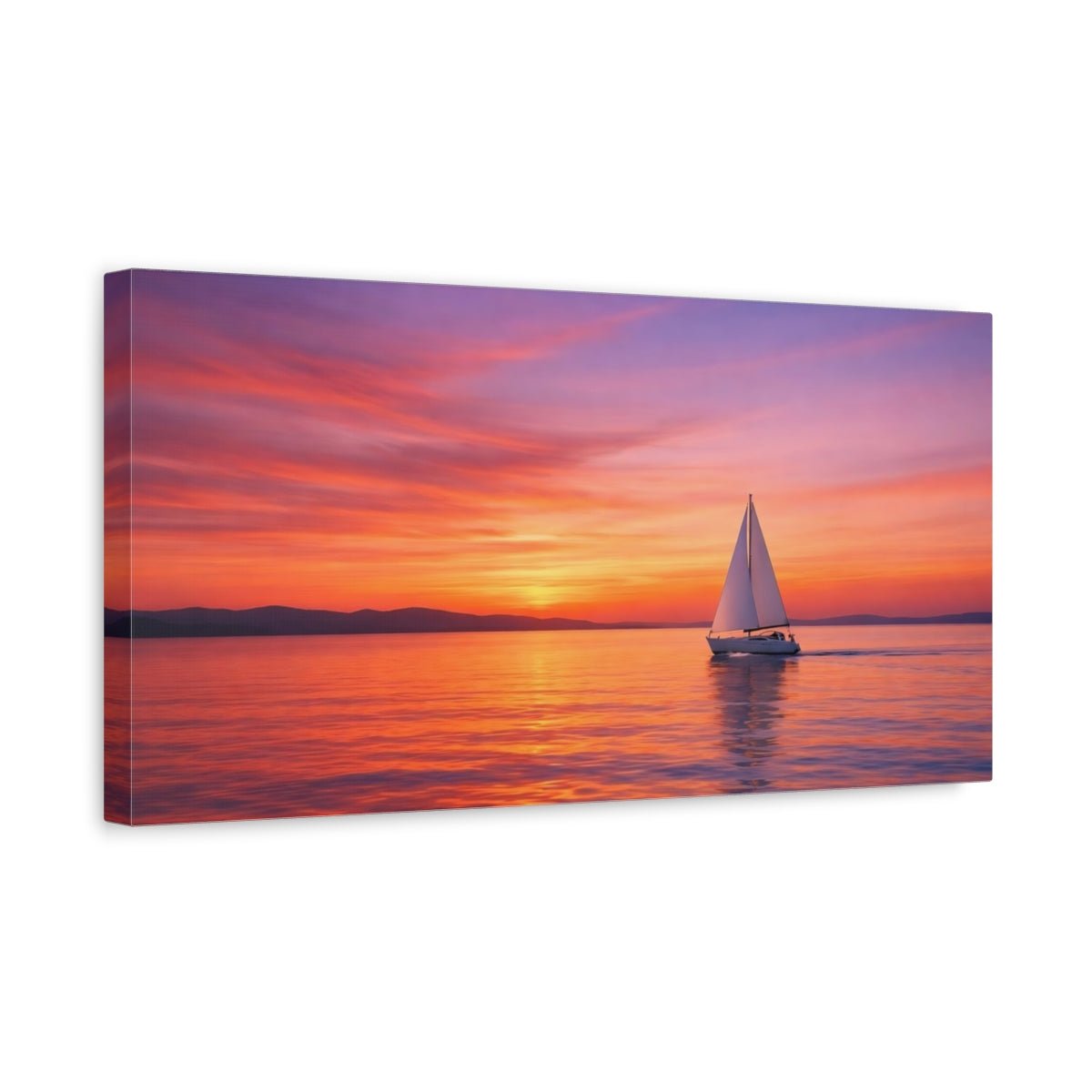 Nature Sailboat Sunset - Canvas Wall Art Print - YesArtYes