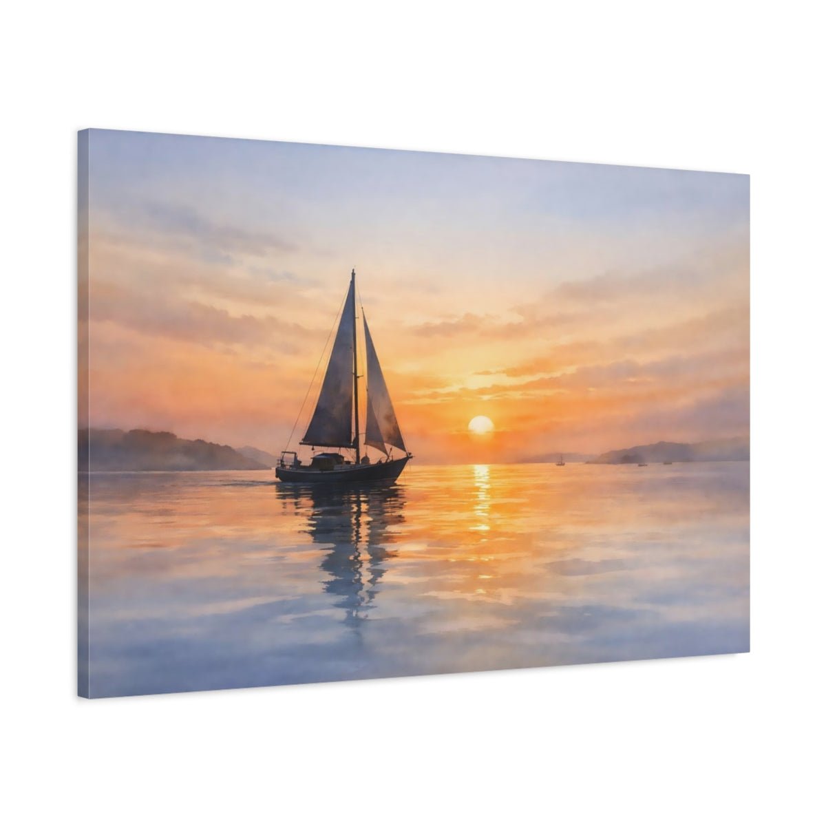 Nature Sailboat Sunset - Canvas Wall Art Print - YesArtYes