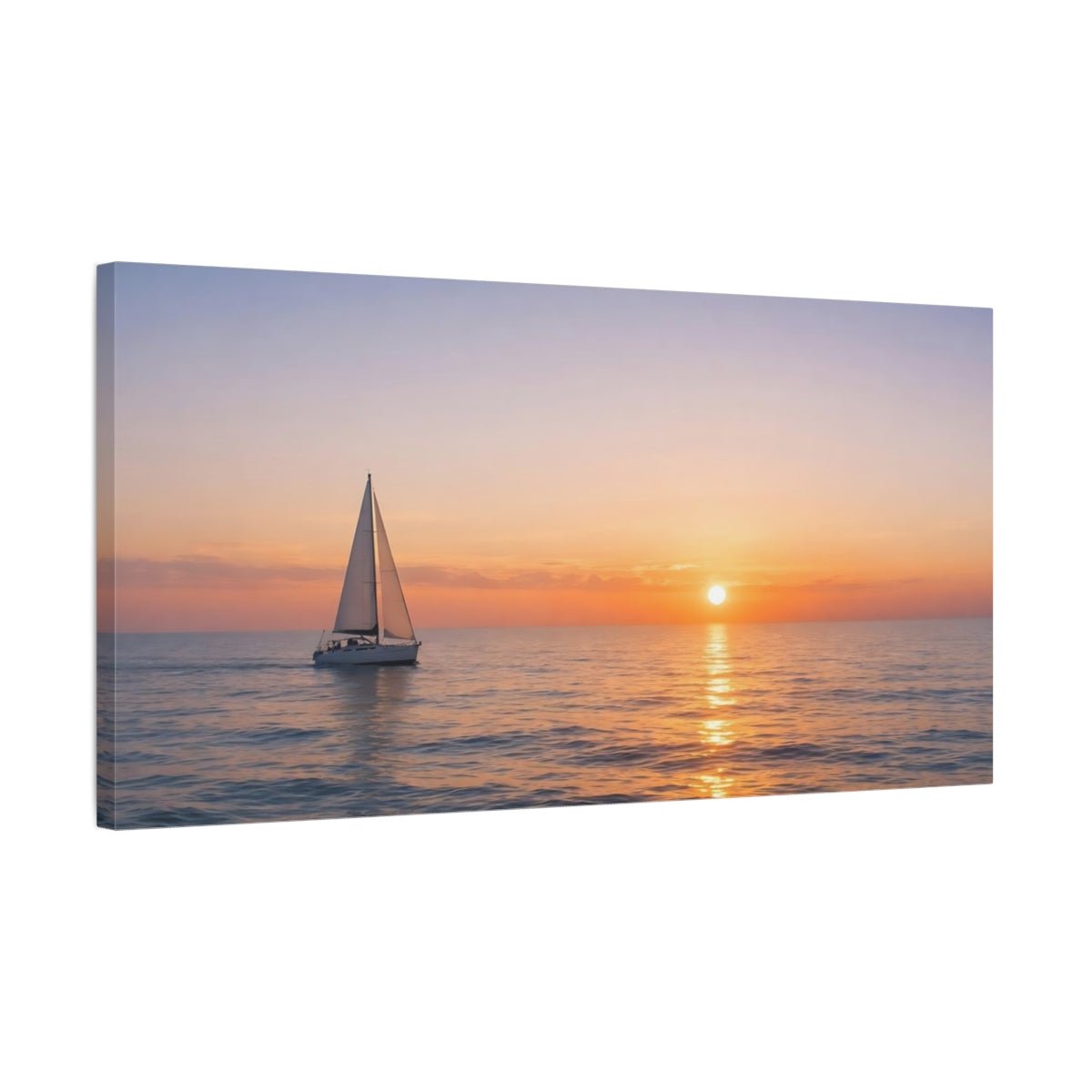 Nature Sailboat Sunset Orange Blue - Canvas Wall Art Print - YesArtYes
