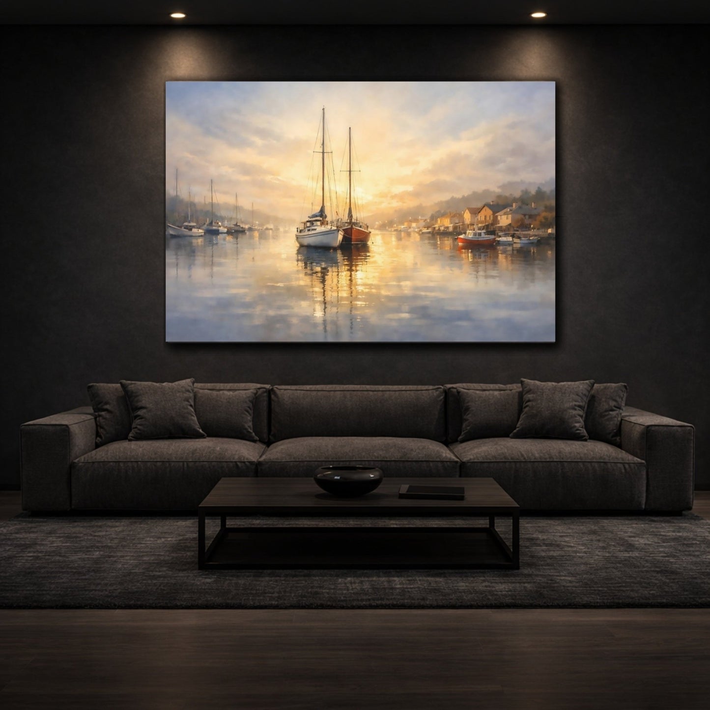 Nature Sailboats Golden Hour Seascape - Canvas Wall Art Print - YesArtYes