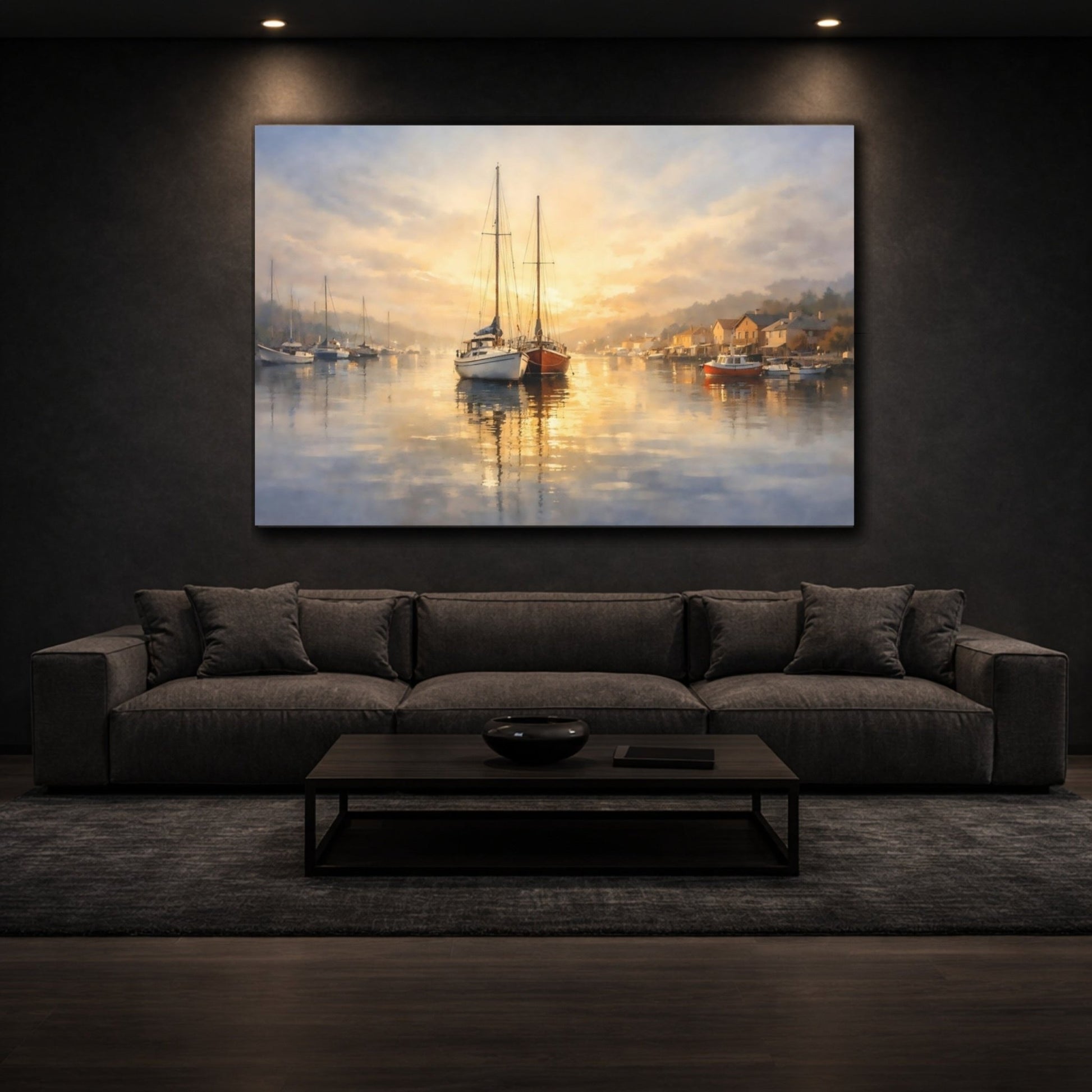 Nature Sailboats Golden Hour Seascape - Canvas Wall Art Print - YesArtYes