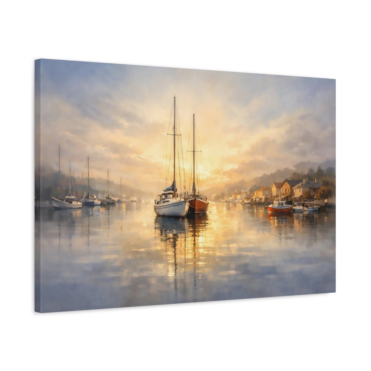 Nature Sailboats Golden Hour Seascape - Canvas Wall Art Print - YesArtYes