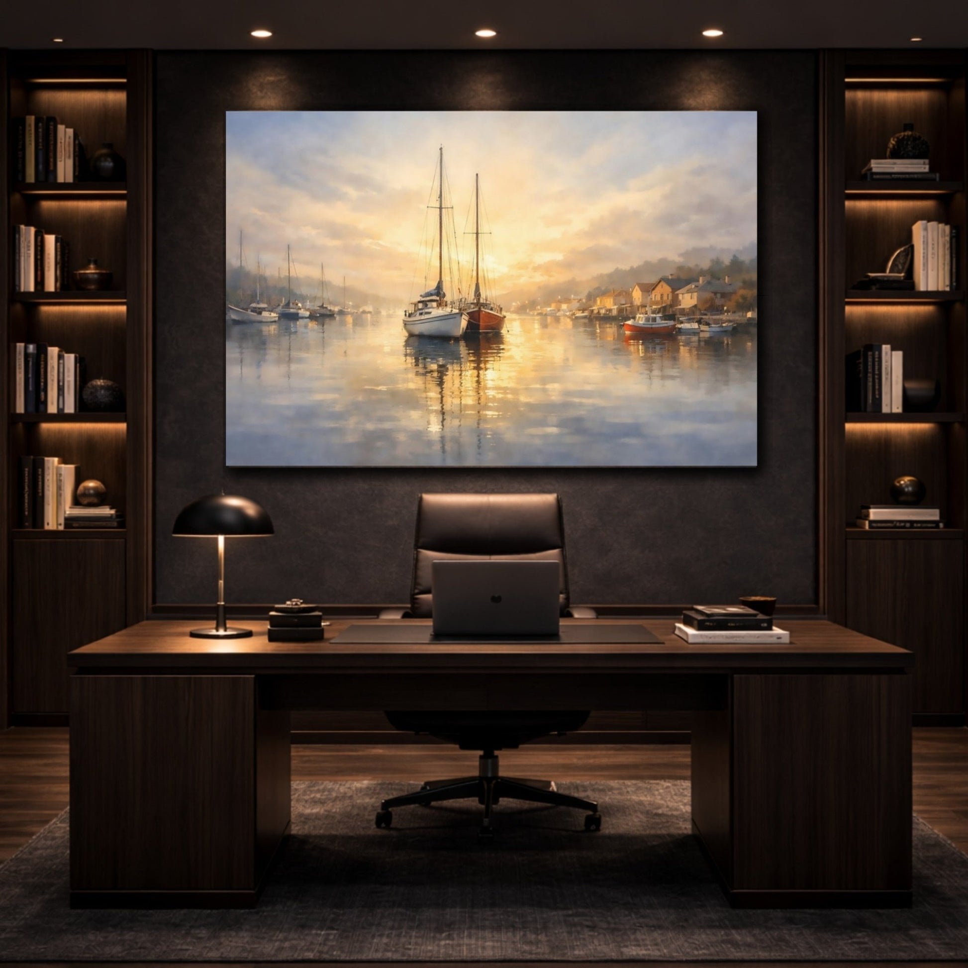 Nature Sailboats Golden Hour Seascape - Canvas Wall Art Print - YesArtYes