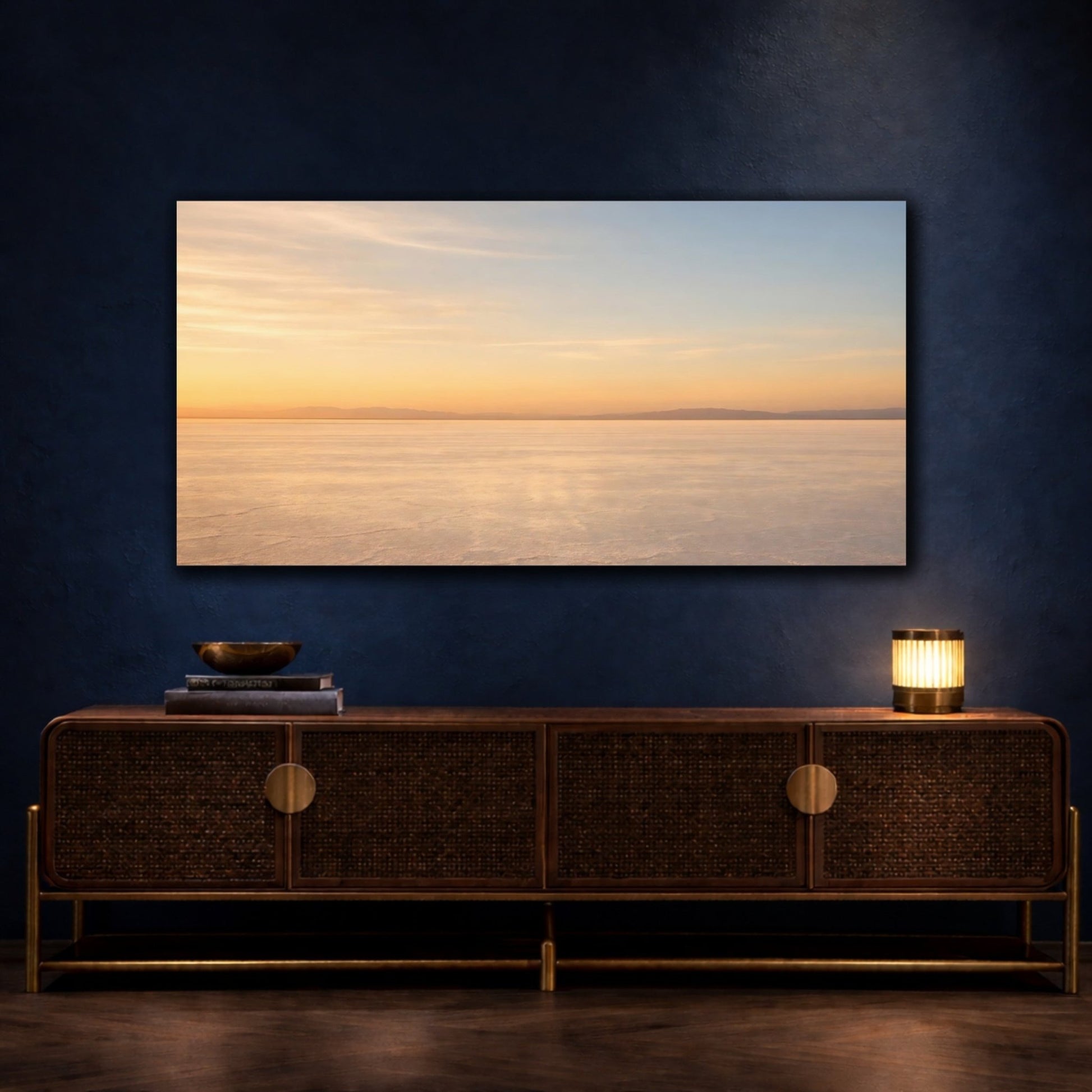 Nature Salt Flat Orange And Blue - Canvas Wall Art Print - YesArtYes