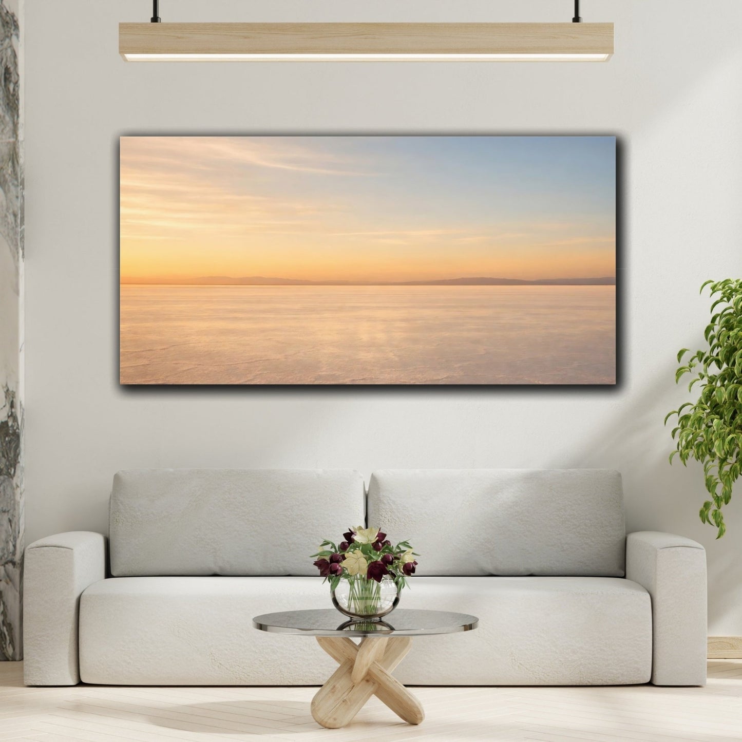 Nature Salt Flat Orange And Blue - Canvas Wall Art Print - YesArtYes