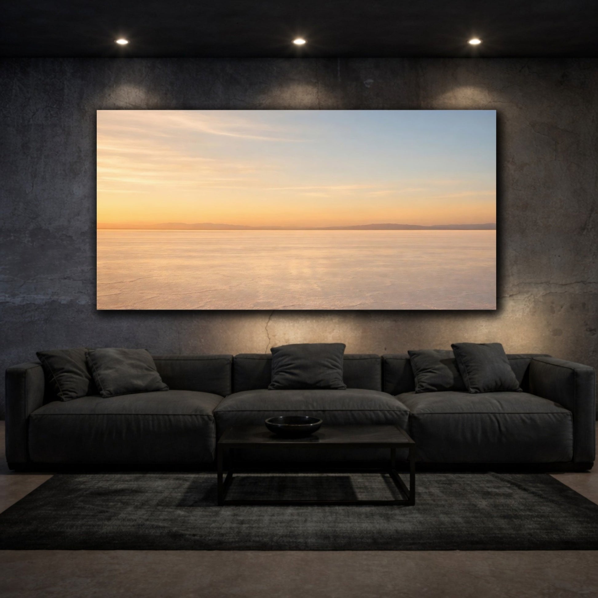Nature Salt Flat Orange And Blue - Canvas Wall Art Print - YesArtYes
