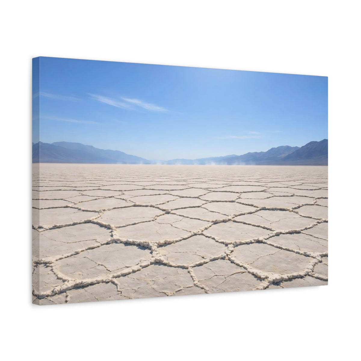 Side Mockup 3. Nature Salt Flats Salt Flats Landscape shown as stretched canvas wall art
