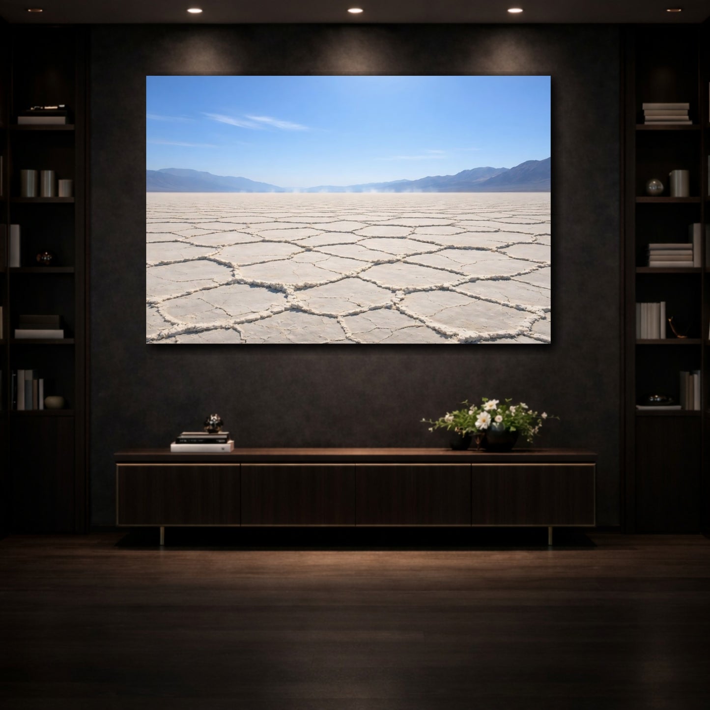 Mockup 3. Nature Salt Flats Salt Flats Landscape shown as stretched canvas wall art