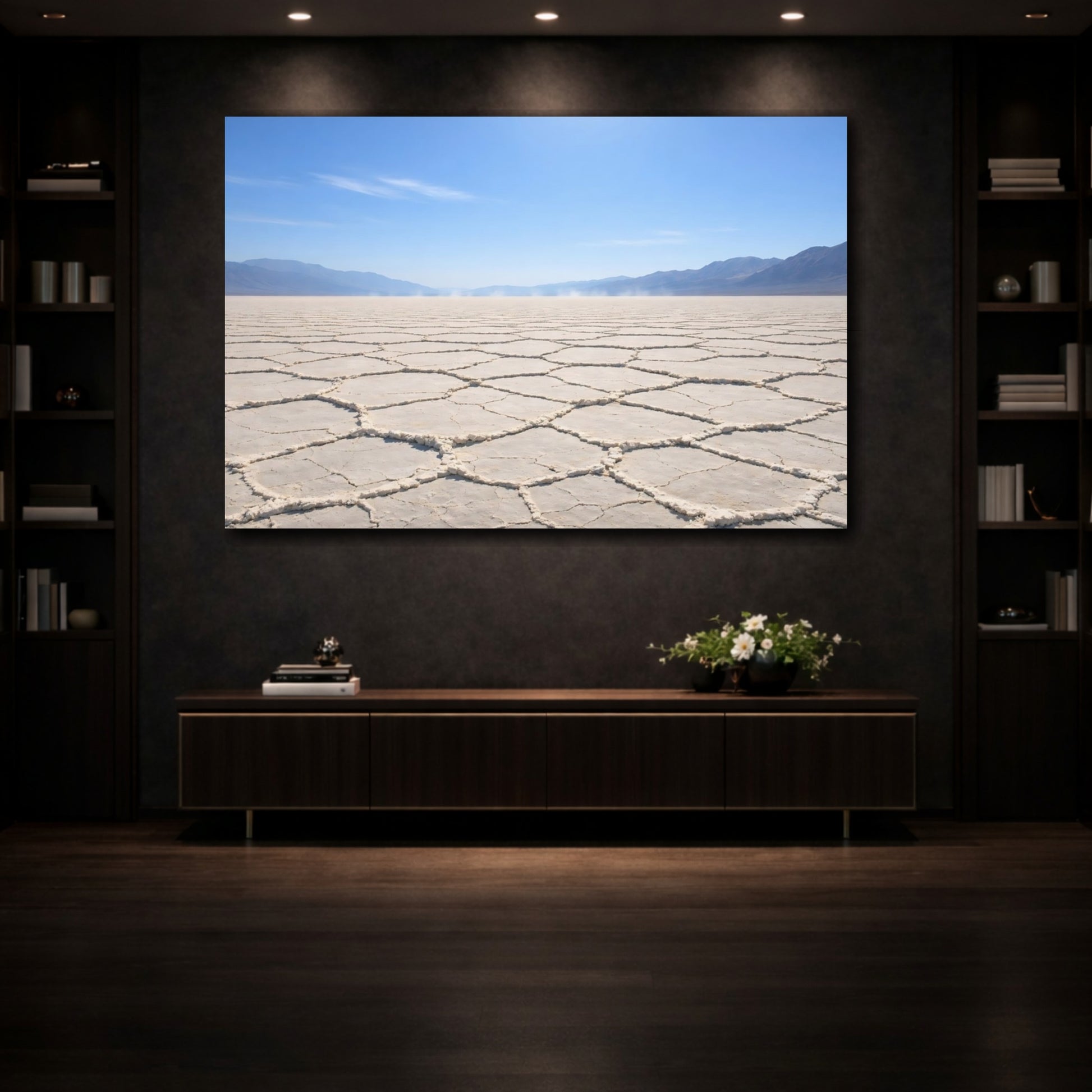 Mockup 3. Nature Salt Flats Salt Flats Landscape shown as stretched canvas wall art