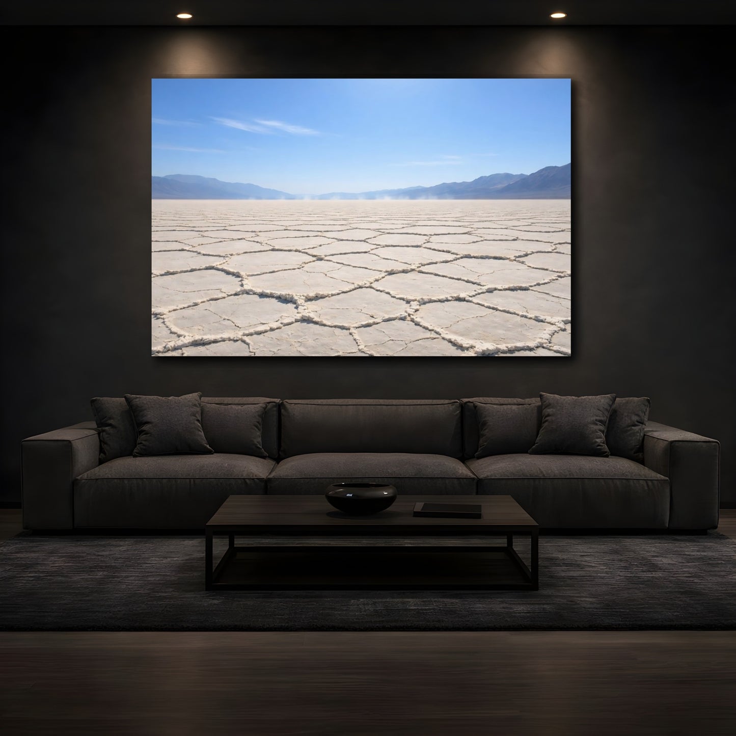 Mockup 4. Nature Salt Flats Salt Flats Landscape shown as stretched canvas wall art