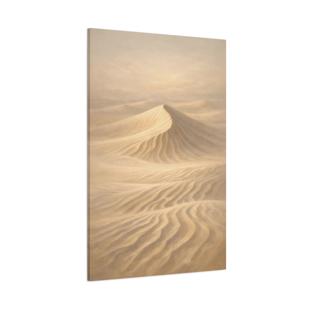Main Mockup. Nature Sand Dune Beige And Tan shown as stretched canvas wall art
