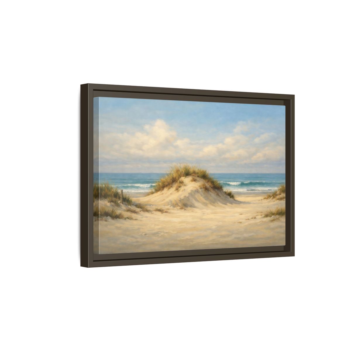 Side Mockup 5. Nature Sand Dune Blue And Sand shown as stretched canvas wall art