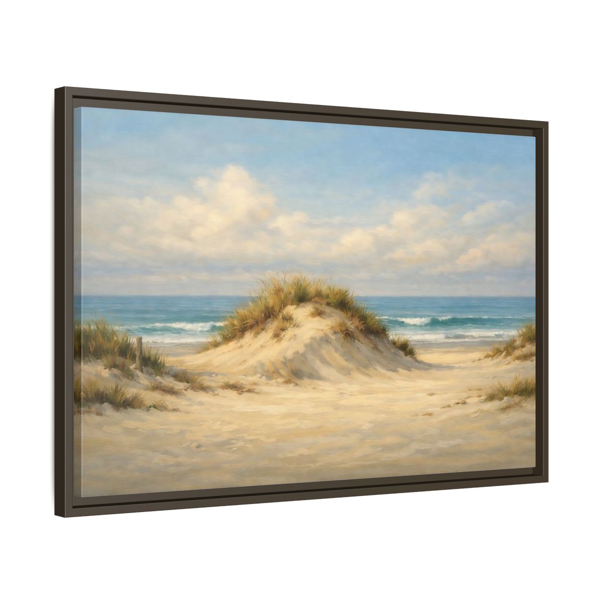 Side Mockup 11. Nature Sand Dune Blue And Sand shown as stretched canvas wall art