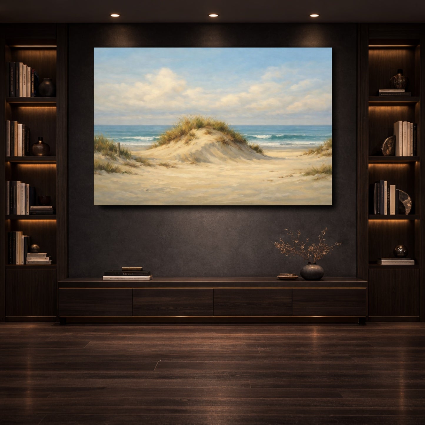 Mockup 3. Nature Sand Dune Coastal Landscape shown as stretched canvas wall art