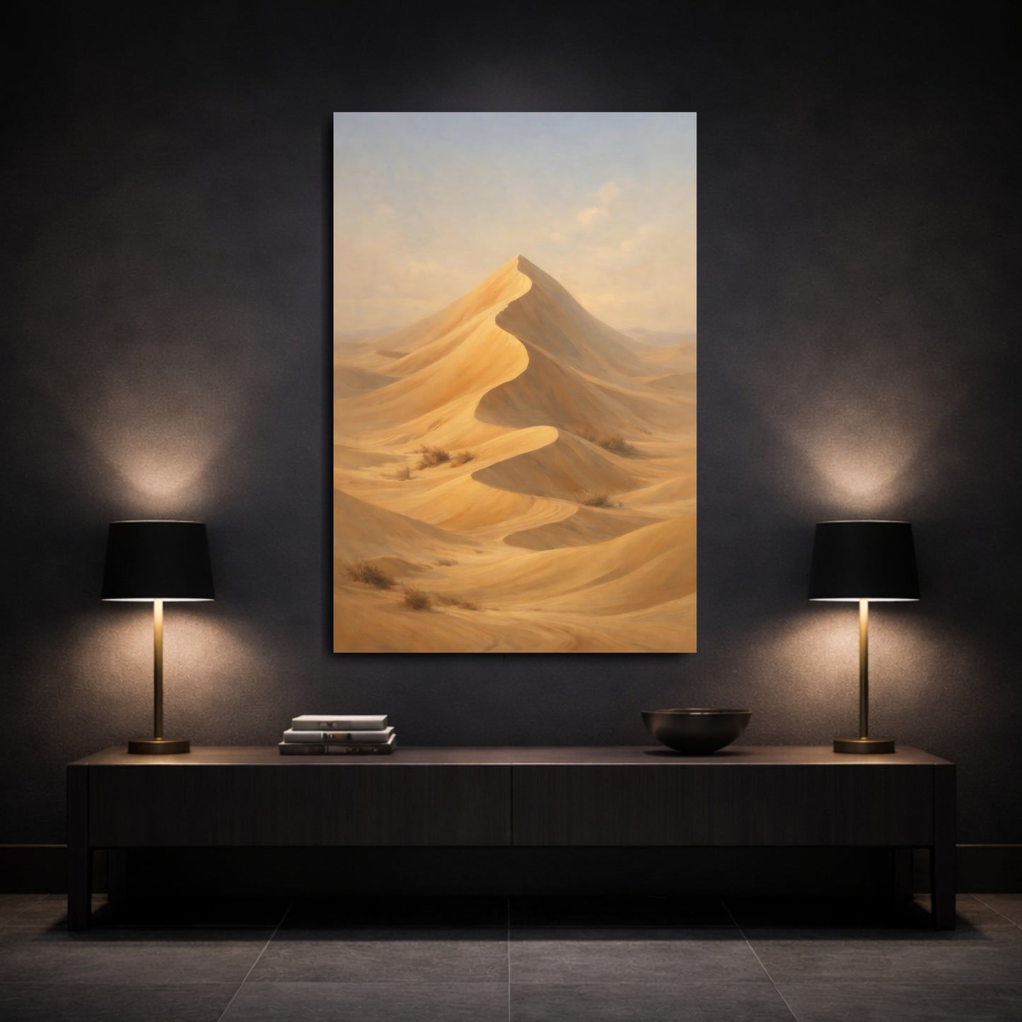 Mockup 2. Nature Sand Dune Golden Desert shown as stretched canvas wall art