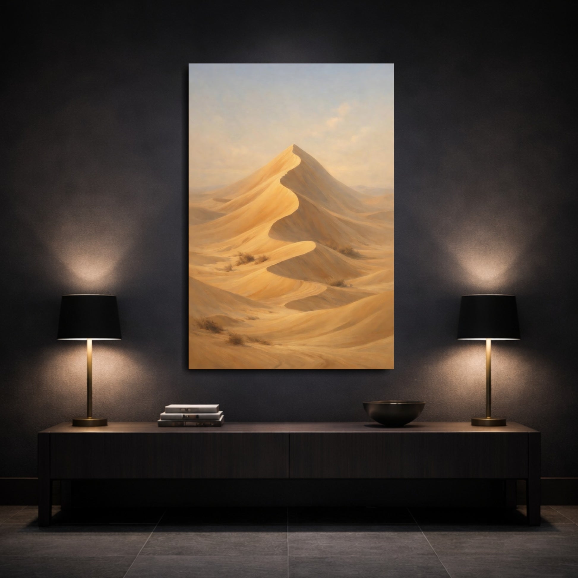 Mockup 2. Nature Sand Dune Golden Desert shown as stretched canvas wall art