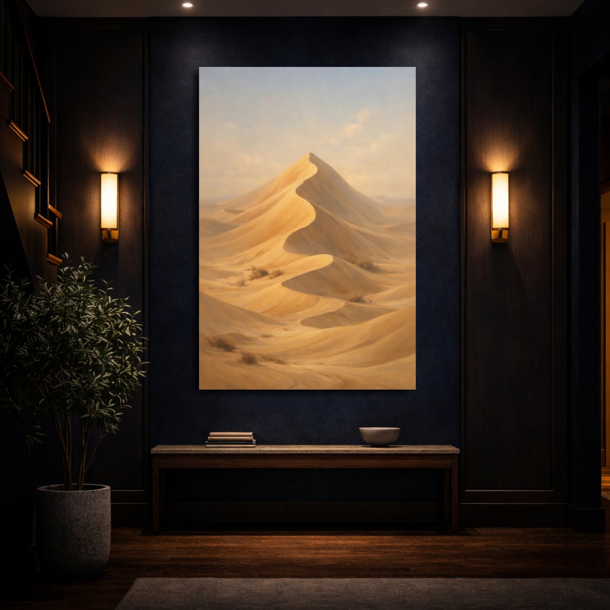 Mockup 3. Nature Sand Dune Golden Desert shown as stretched canvas wall art