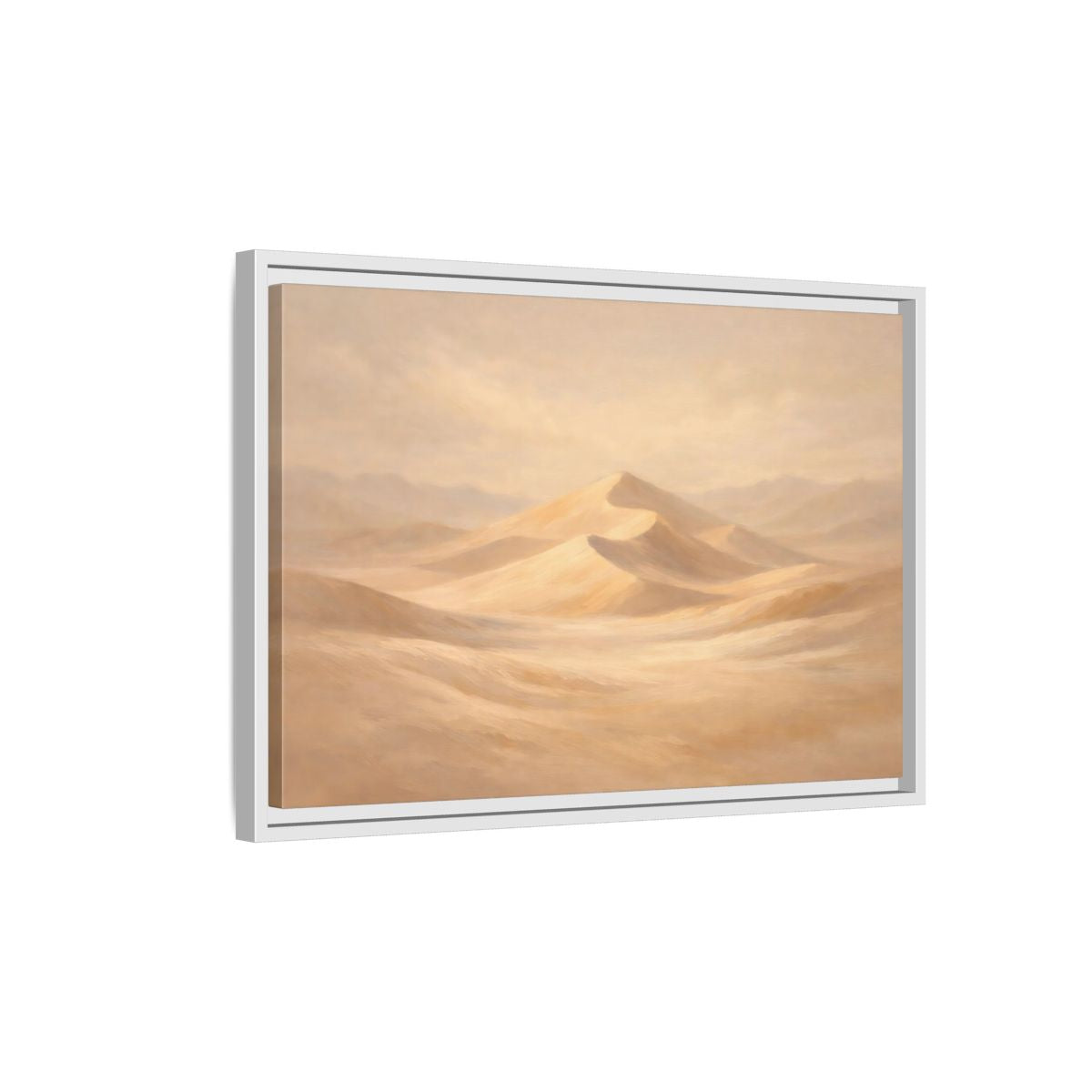 Side Mockup 1. Nature Sand Dunes Sand Dunes Beige shown as stretched canvas wall art