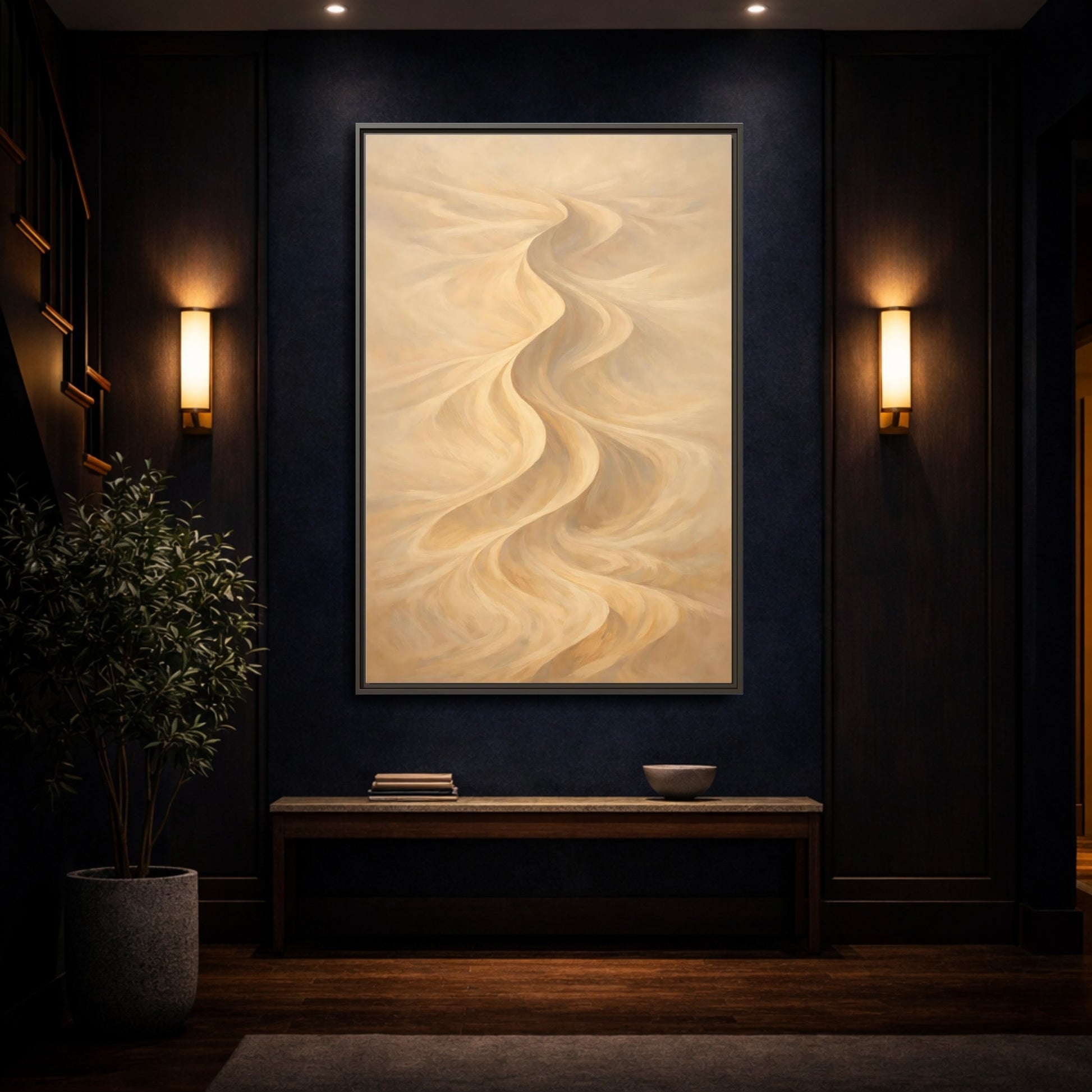 Mockup 3. Nature Sand Dunes Beige Sand Dunes shown as stretched canvas wall art