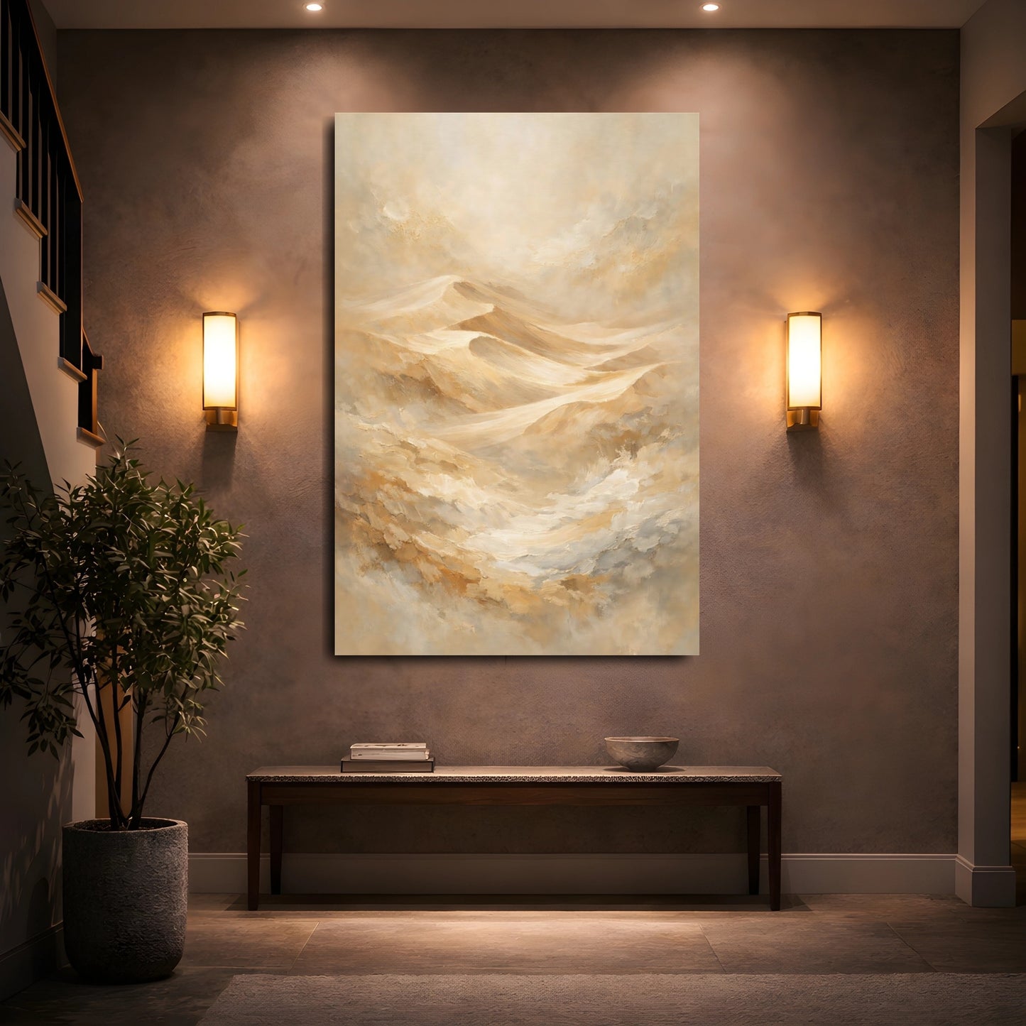 Mockup 4. Nature Sand Dunes Beige Sand Dunes shown as stretched canvas wall art