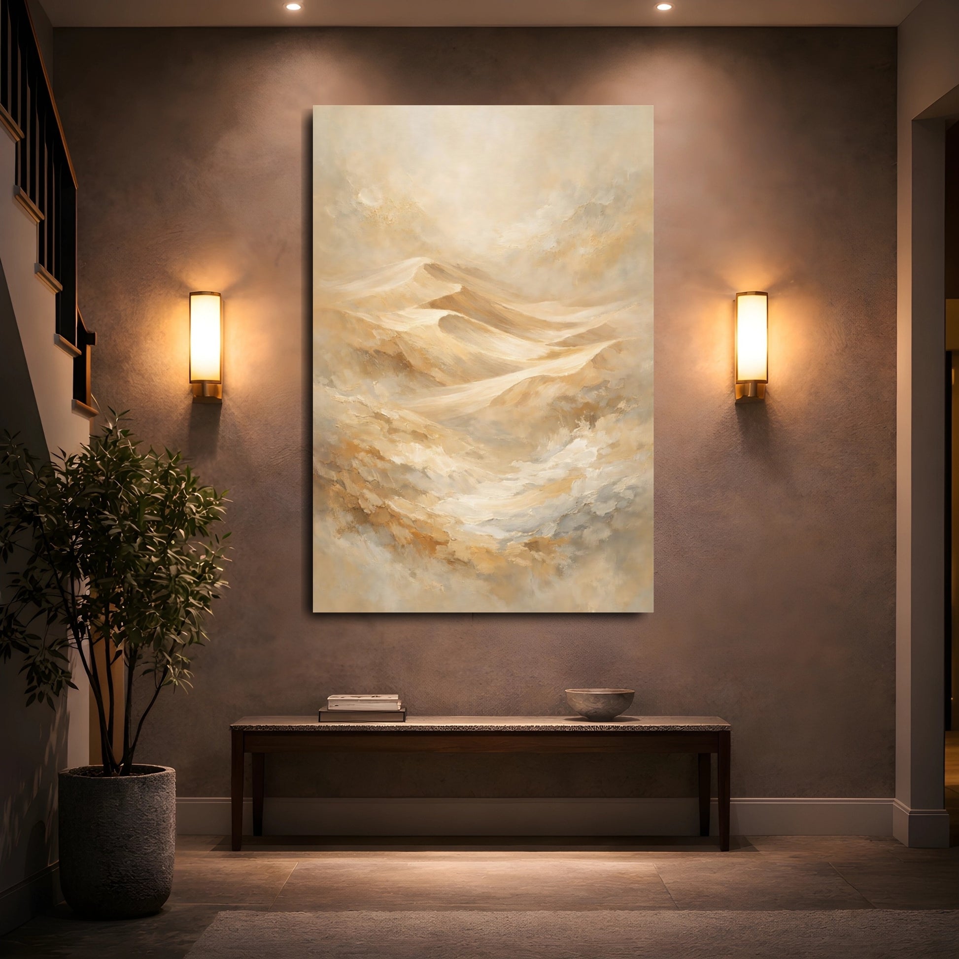 Mockup 4. Nature Sand Dunes Beige Sand Dunes shown as stretched canvas wall art