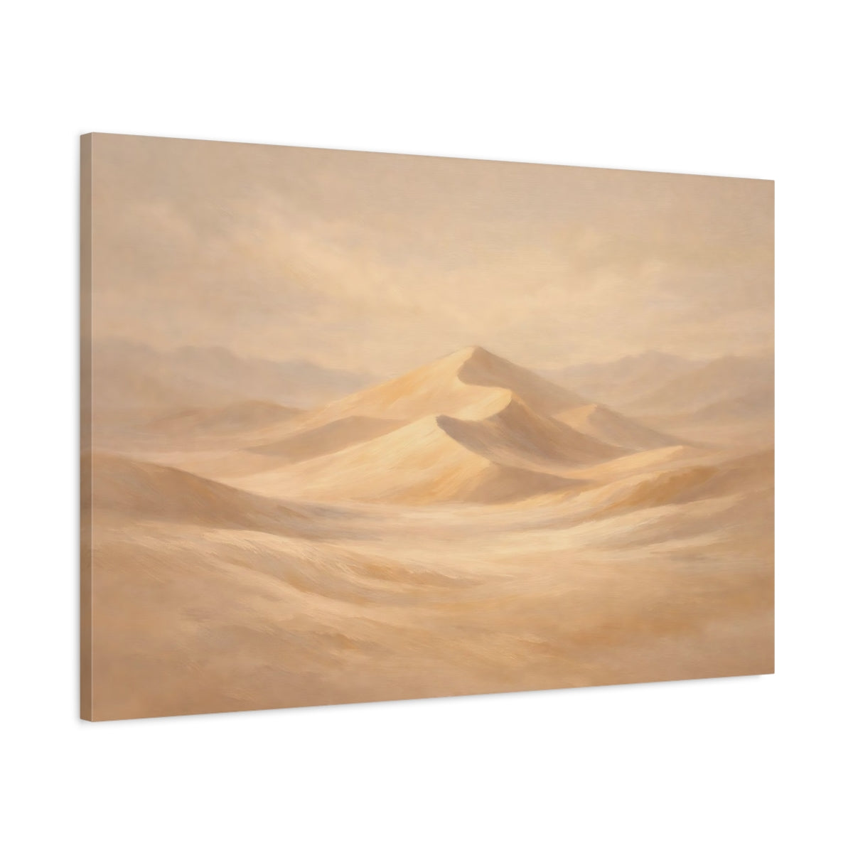 Side Mockup 1. Nature Sand Dunes Beige Tones shown as stretched canvas wall art