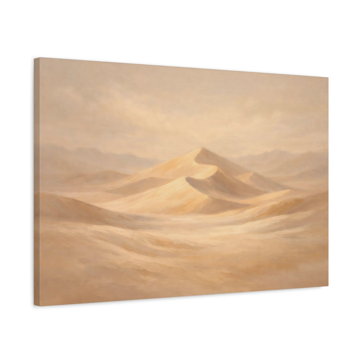 Side Mockup 2. Nature Sand Dunes Beige Tones shown as stretched canvas wall art